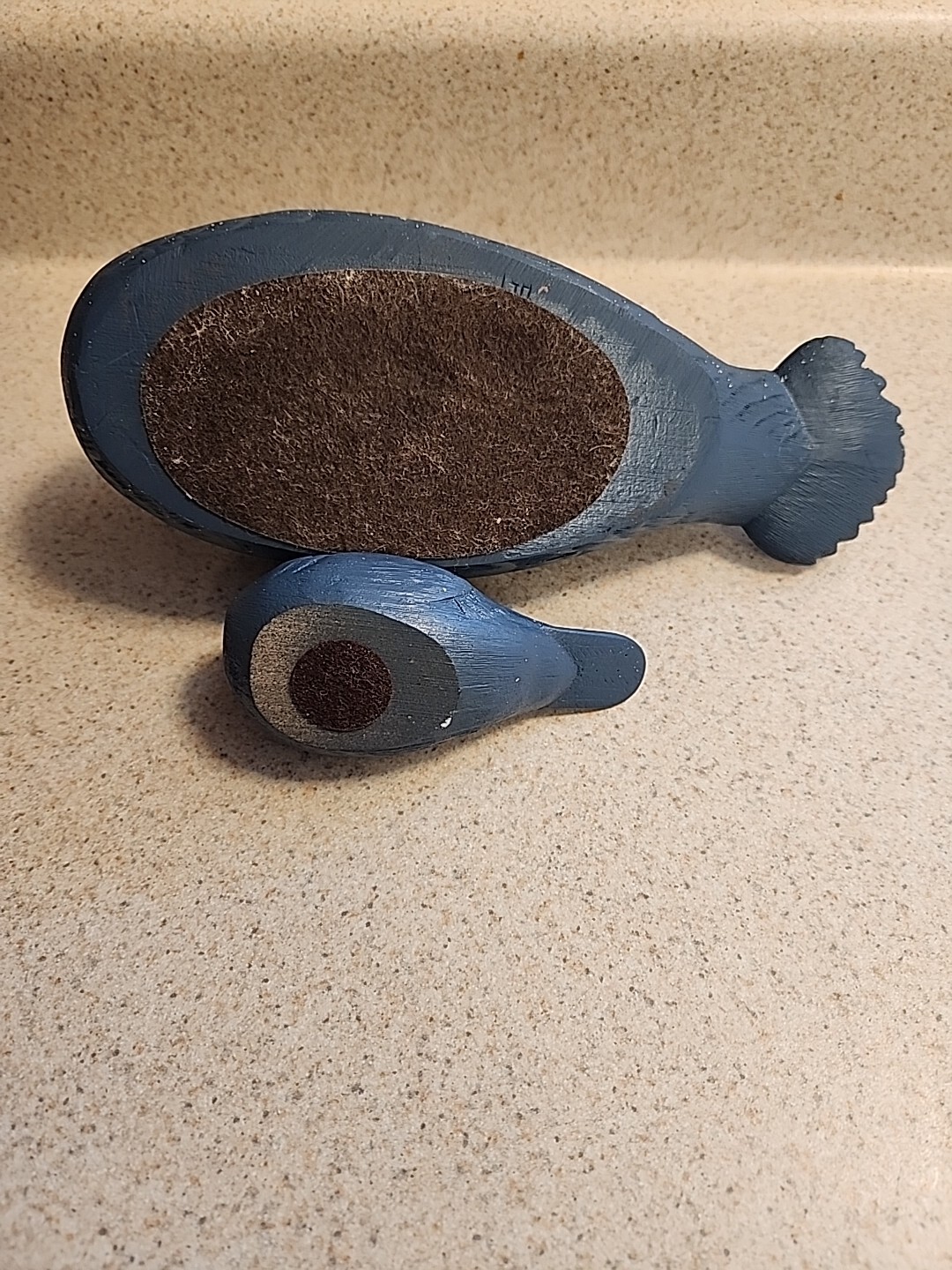 Blue Resin Wood Ducks adult and duckling