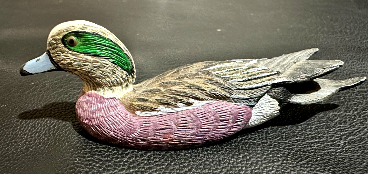 1970’S BILL CALLAHAN SIGNED WIDGEON DRAKE HAND PAINTED MINI PEWTER DUCK DECOY