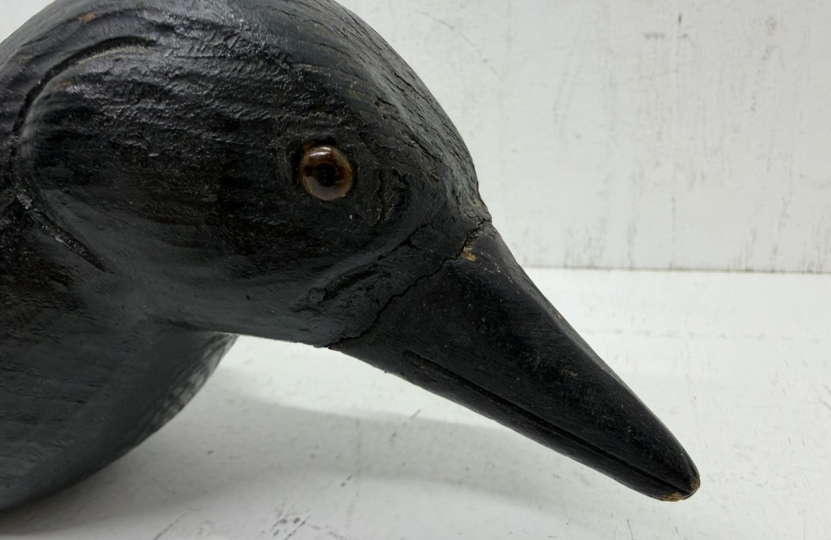Antique 1930s-1940s Herters Solid Balsa Wood Crow Decoy/Decoration (READ)