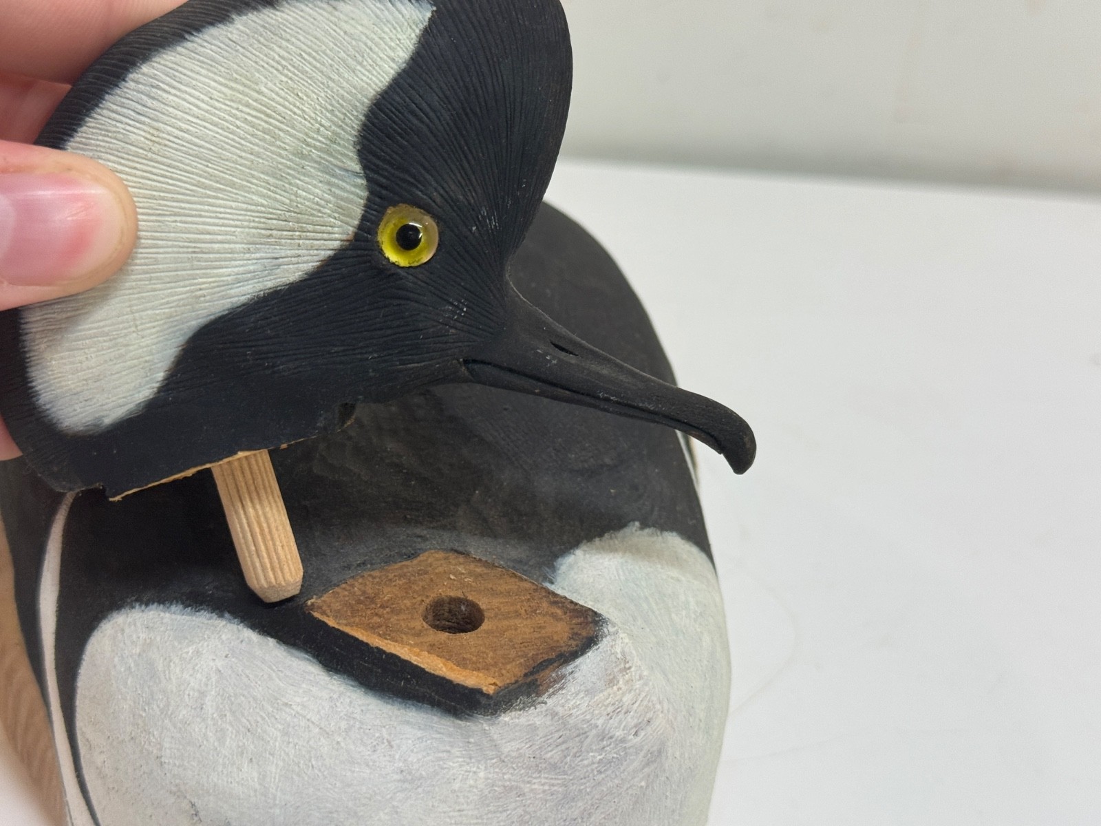 Jim Sjodin Hand Carved Hooded Merganser Duck Decoy JJS Signed – Posable Head
