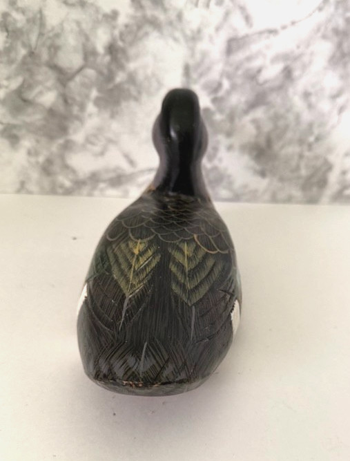 Vintage Hand Carved Wood Mallard Duck Decoy Hand Painted Folk Art Solid Body