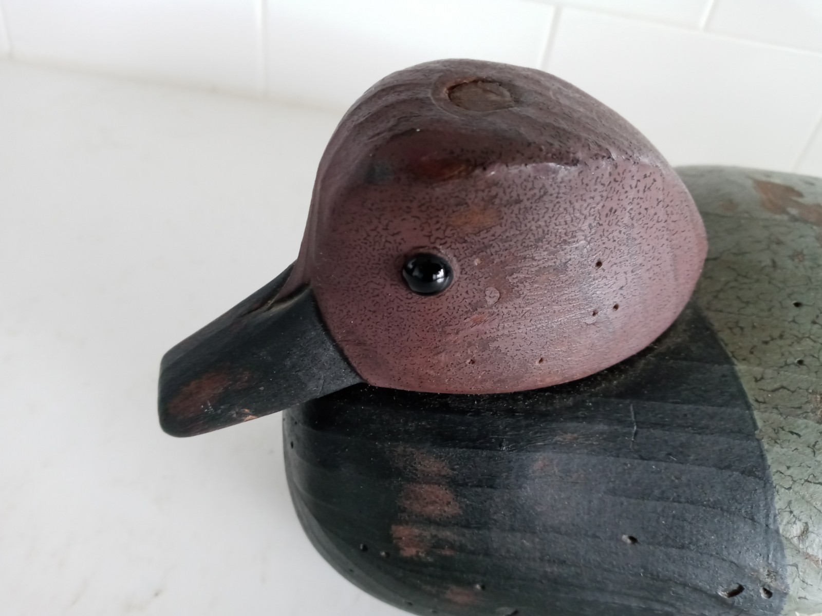 Canadian Goose Wood Decoy Signed White 13x6x5.5″
