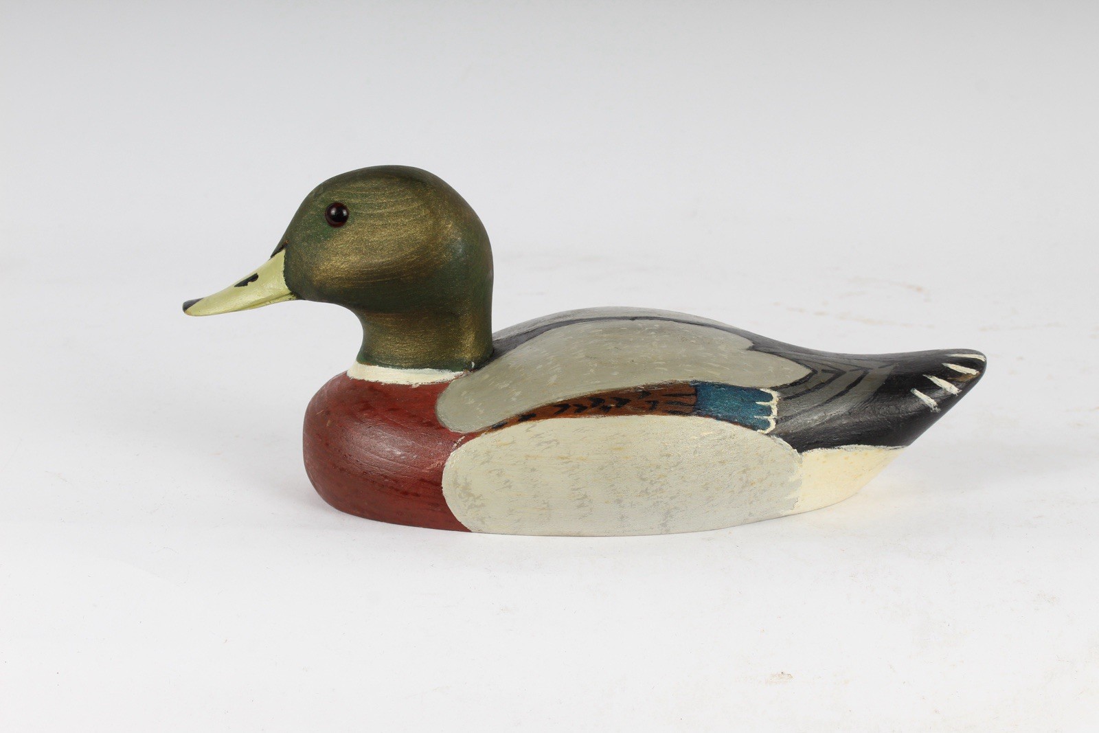 E. Watts – Wooden Duck Decoy Hand Carved Painted 1982 Vintage MARYLAND