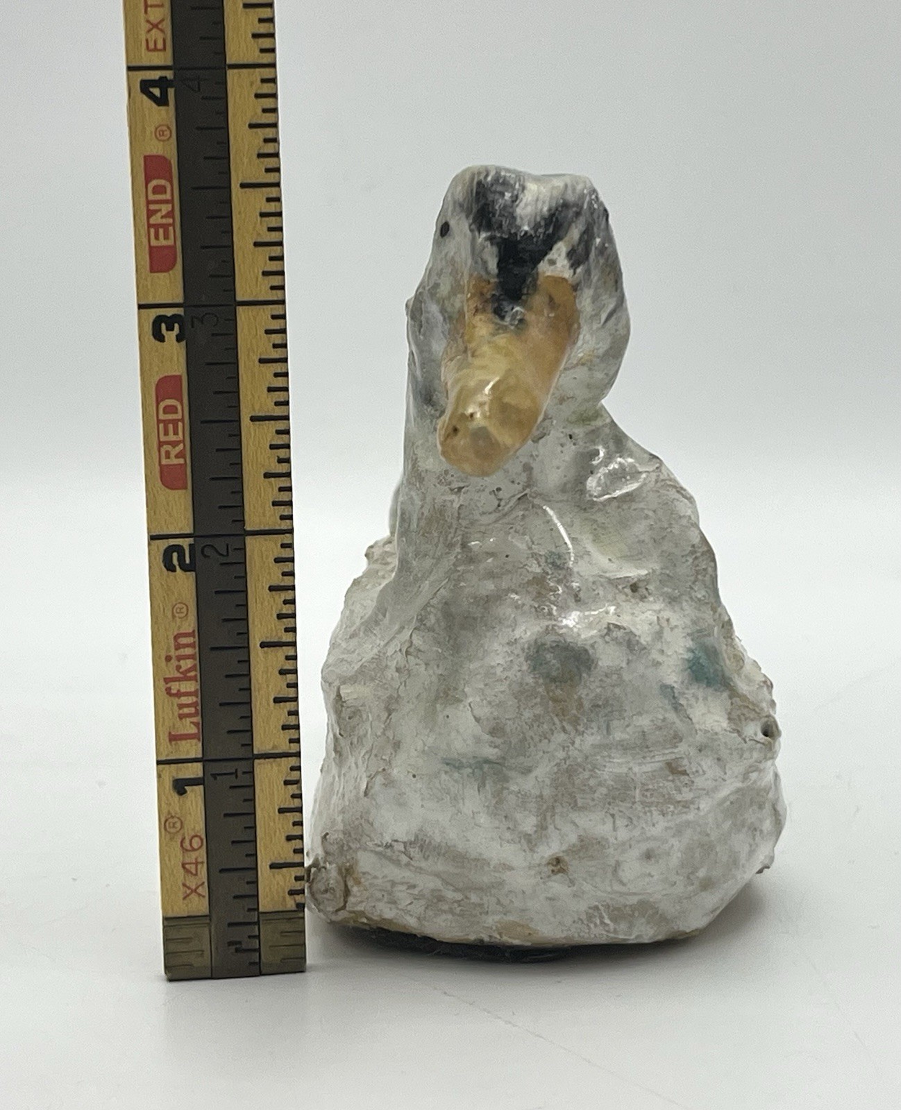 Primitive Carved Stone Duck Handmade 6”x 3.75” Bird Water Fowl