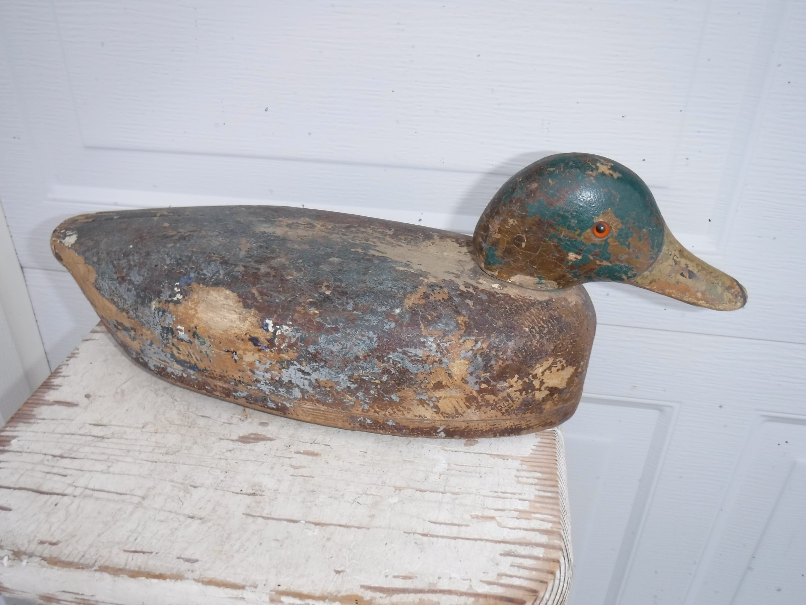 ANTIQUE WOOD DUCK DECOY GUN HUNTING DUCKS PAINTED MALLARD DECOYS GLASS EYES