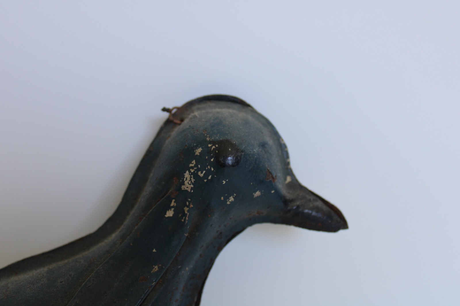 RARE Primitive Antique Folding Hinged Tin Shorebird Decoy, Green Paint