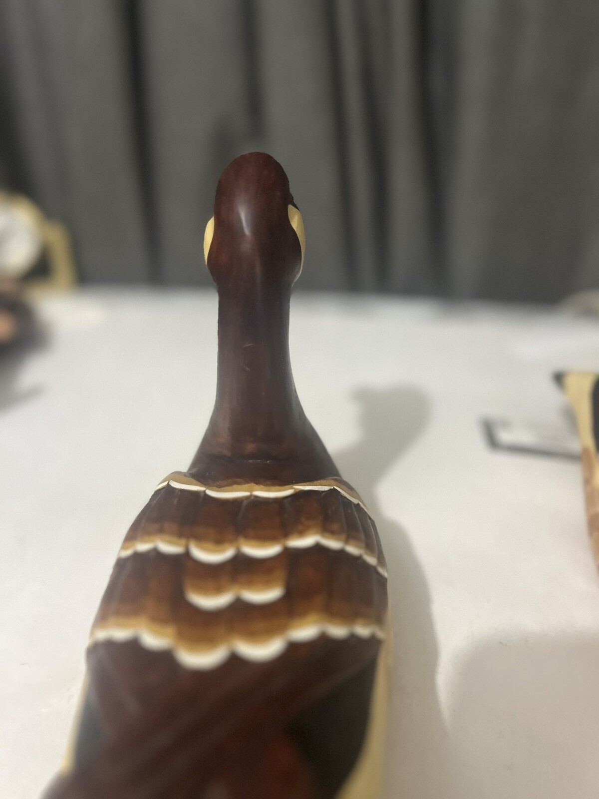 2 Vintage Hand Made Wooden Duck Figurine, 12″ Long