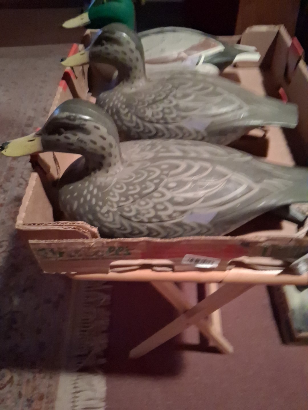 Vtg 3 Original ©1967 D9 Mallard Duck Decoys 2-Victor Hens & Drake Woodstream.
