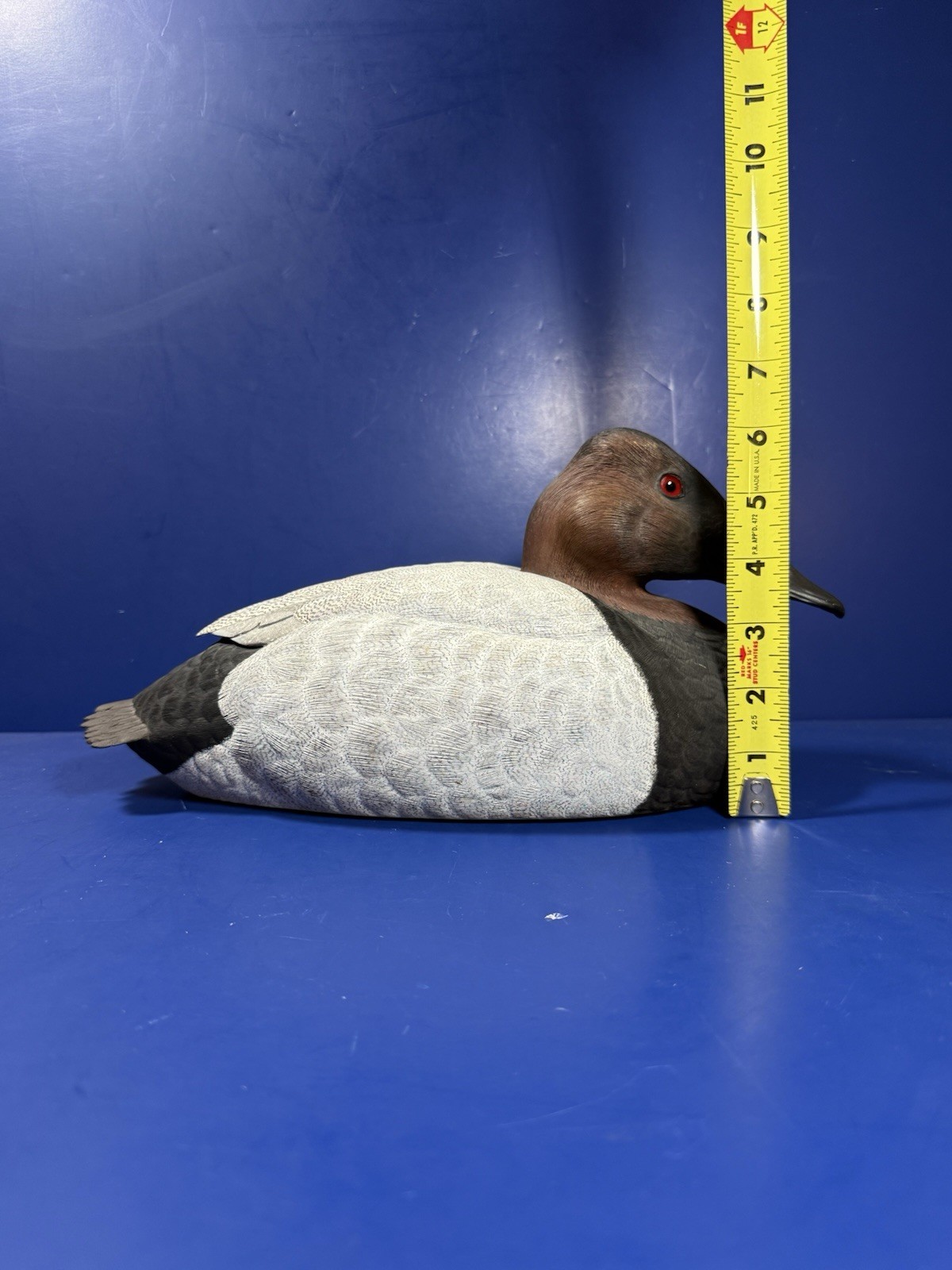 RA Meredith Canvasback Drake Wood Decoy Duck – Signed & Dated 1986 – 11.5” Long