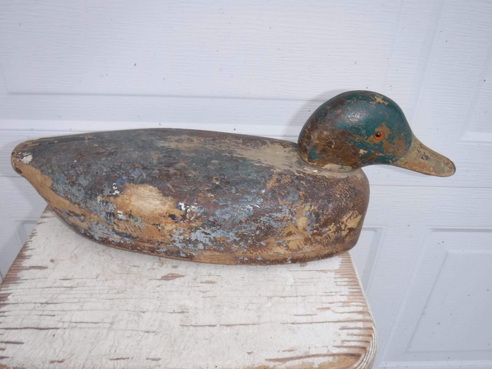ANTIQUE WOOD DUCK DECOY GUN HUNTING DUCKS PAINTED MALLARD DECOYS GLASS EYES