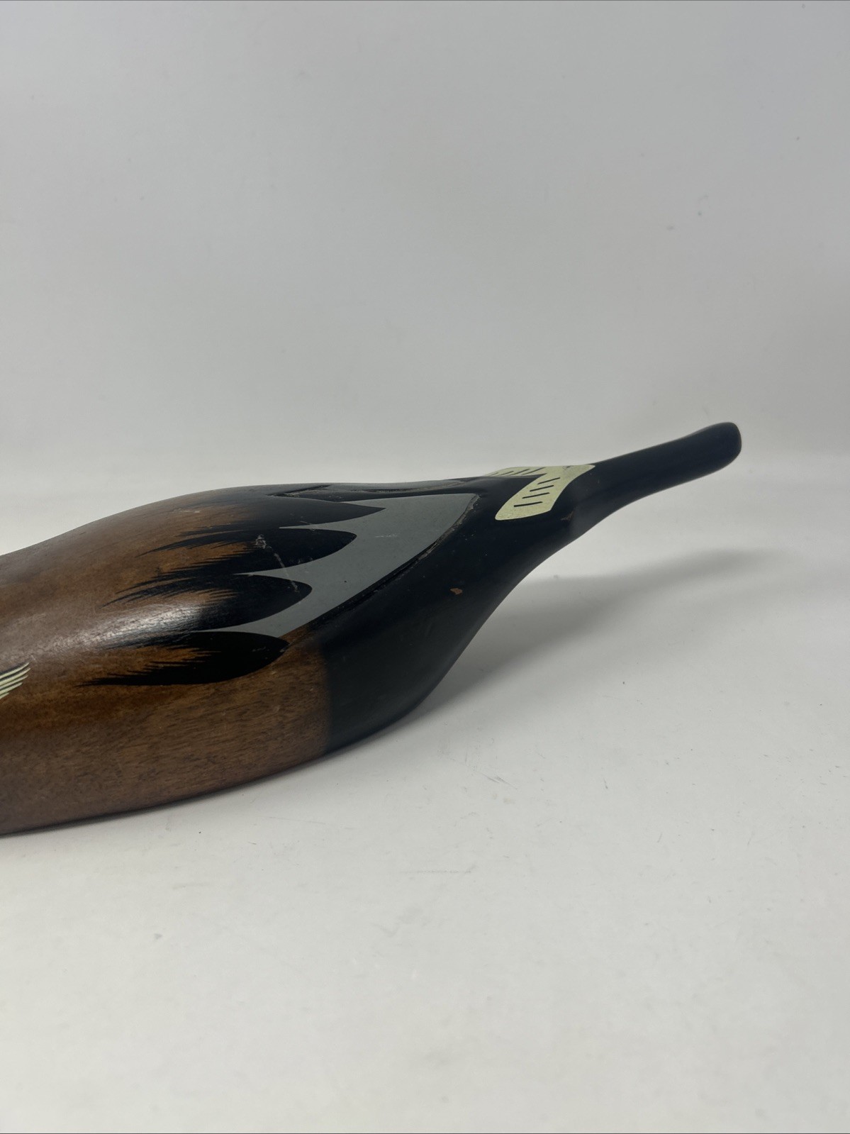 Vintage 16″ Hand Carved Painted Wood Northern Pintail Duck Decoy with Glass Eyes