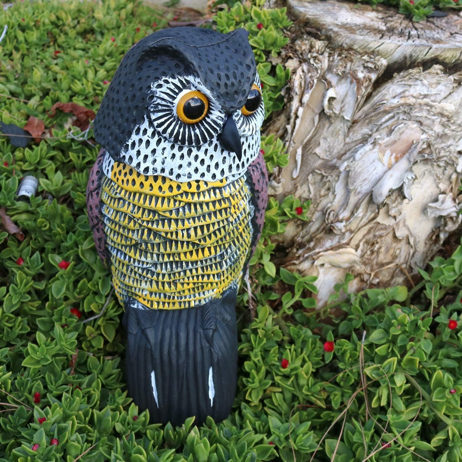 16″ Owl Decoy Statue with Rotating Head – Perfect Garden Decoration
