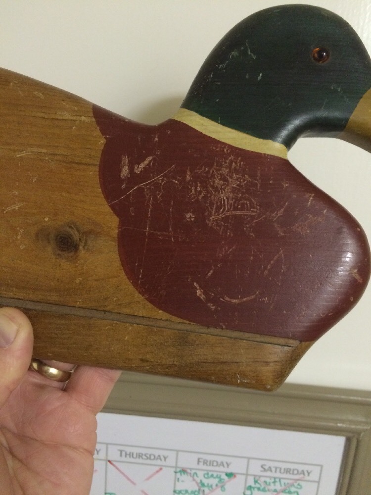 1983 Signed Ron Fisher Mallard Drake Wood Duck Hanging Wall Fixture Iowa IA