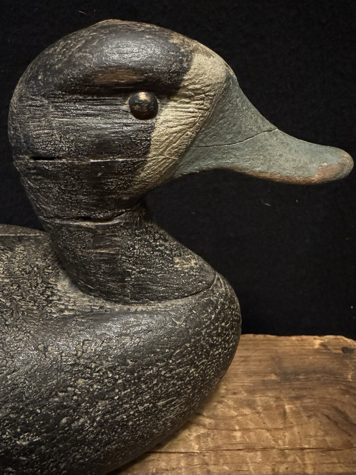 Vintage Hand-carved Wooden Duck Decoy Weathered Finish Solid Body