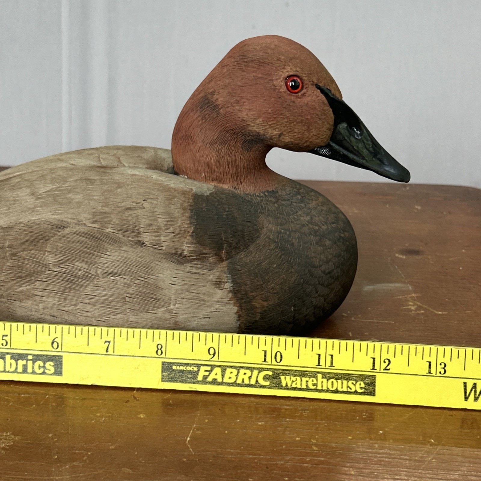 Vintage 1984 M Jones Signed Hand Carved Canvasback Drake Duck Decoy Folk Art