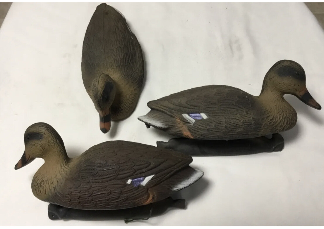 3 – Mallard Drake/Hen Heighted Plastic Decoy Ducks