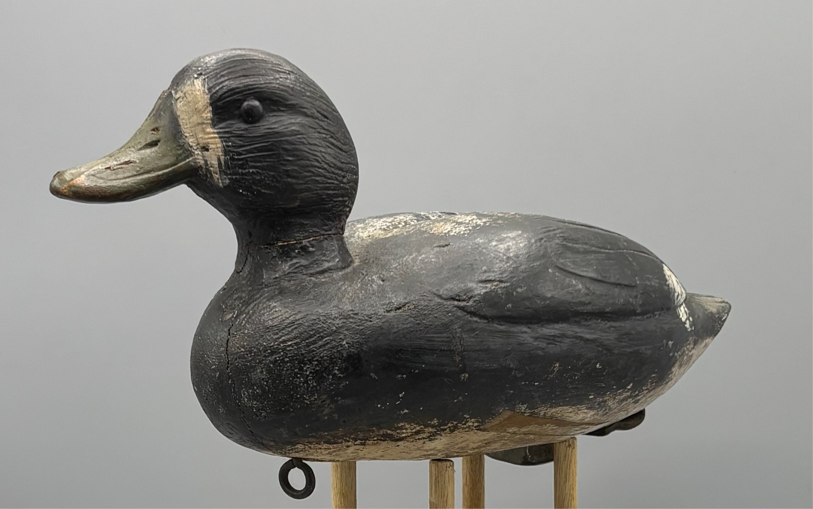 *QUEBEC* ORIGINAL PAINT *UNUSUAL* BLUEBILL ANTIQUE DUCK DECOY