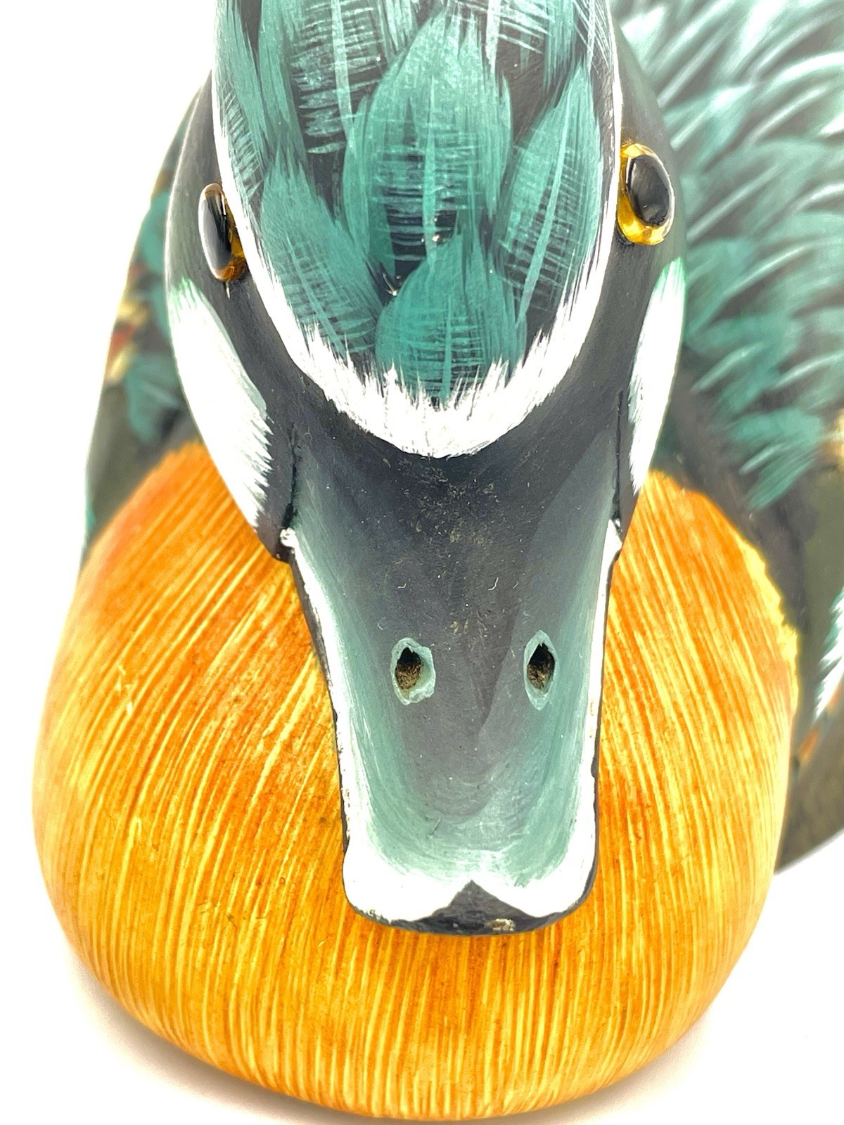 Vintage Duck Drake Decoy Wooden 8″ Handpainted Made In Peoples Republic Of China