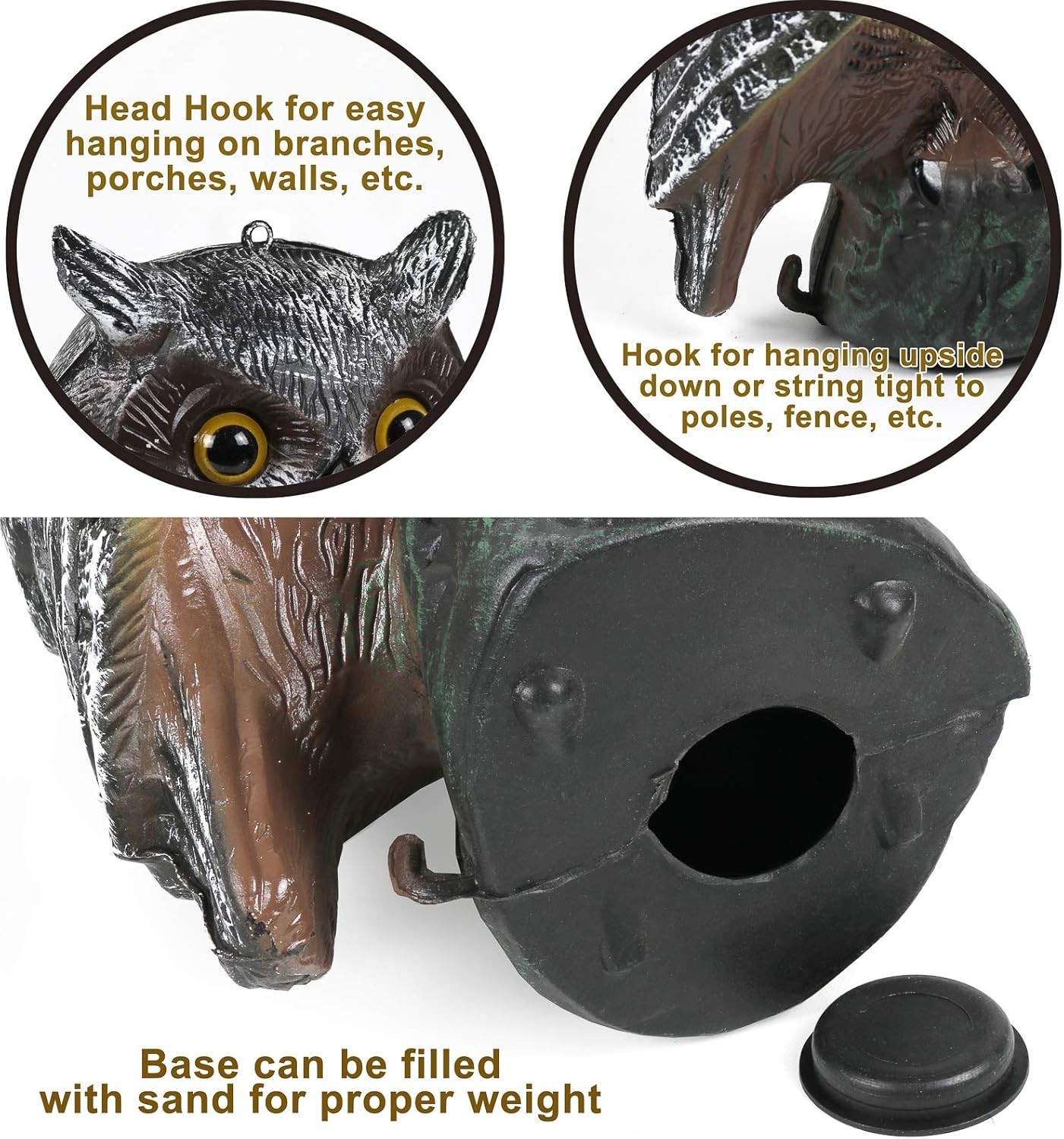 Realistic Water-Resistant Owl Decoy – Multicolor Garden Decor & Pest Control