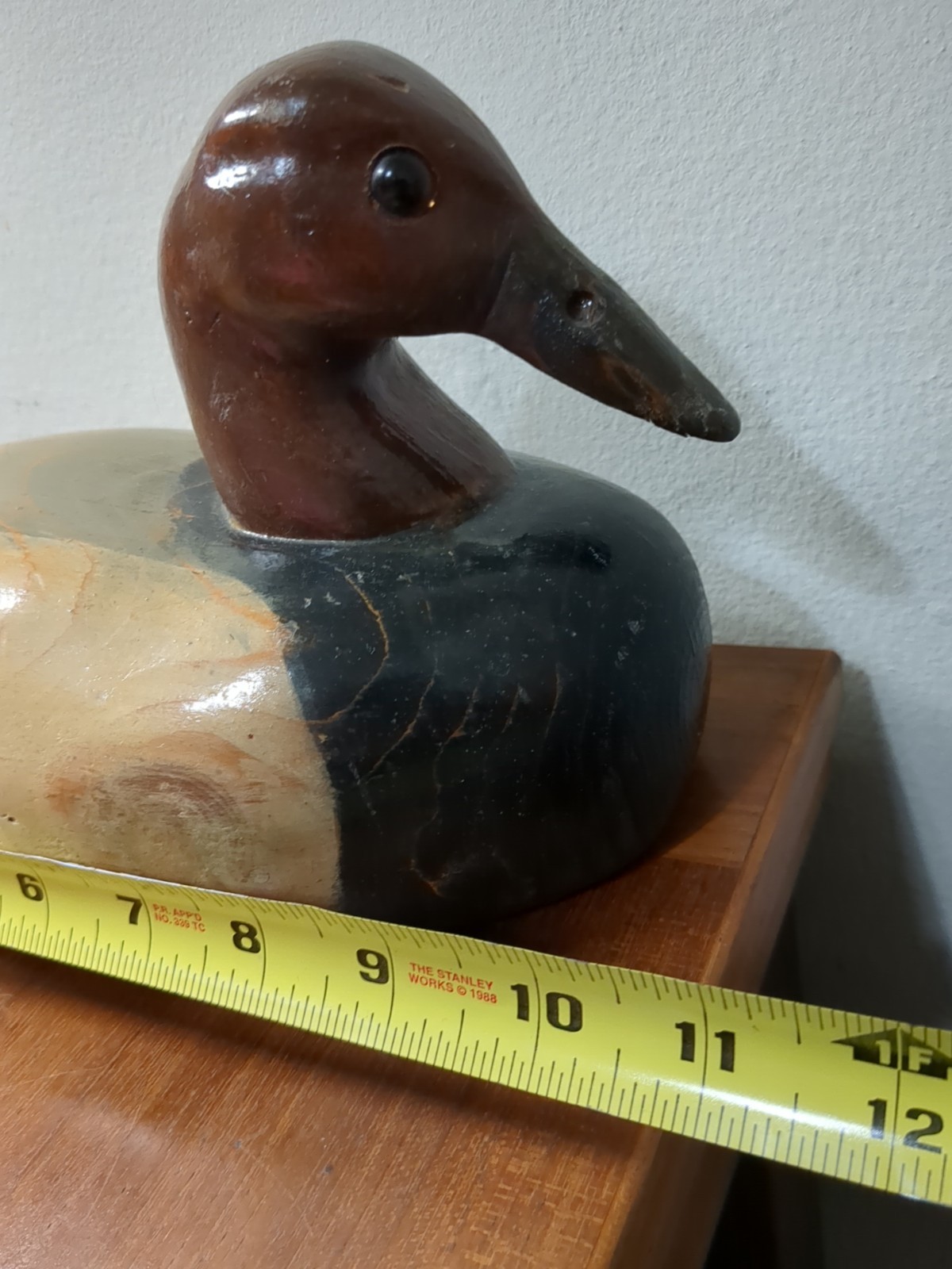 Vtg Hand Carved Charles Ross Signed Solid body Decorative Canvasback Decoy 1984