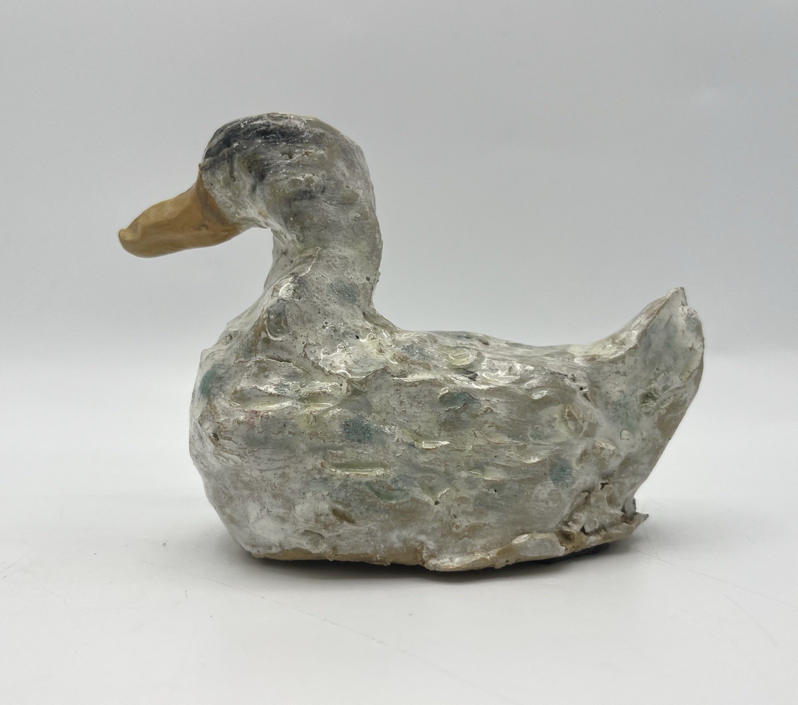 Primitive Carved Stone Duck Handmade 6”x 3.75” Bird Water Fowl