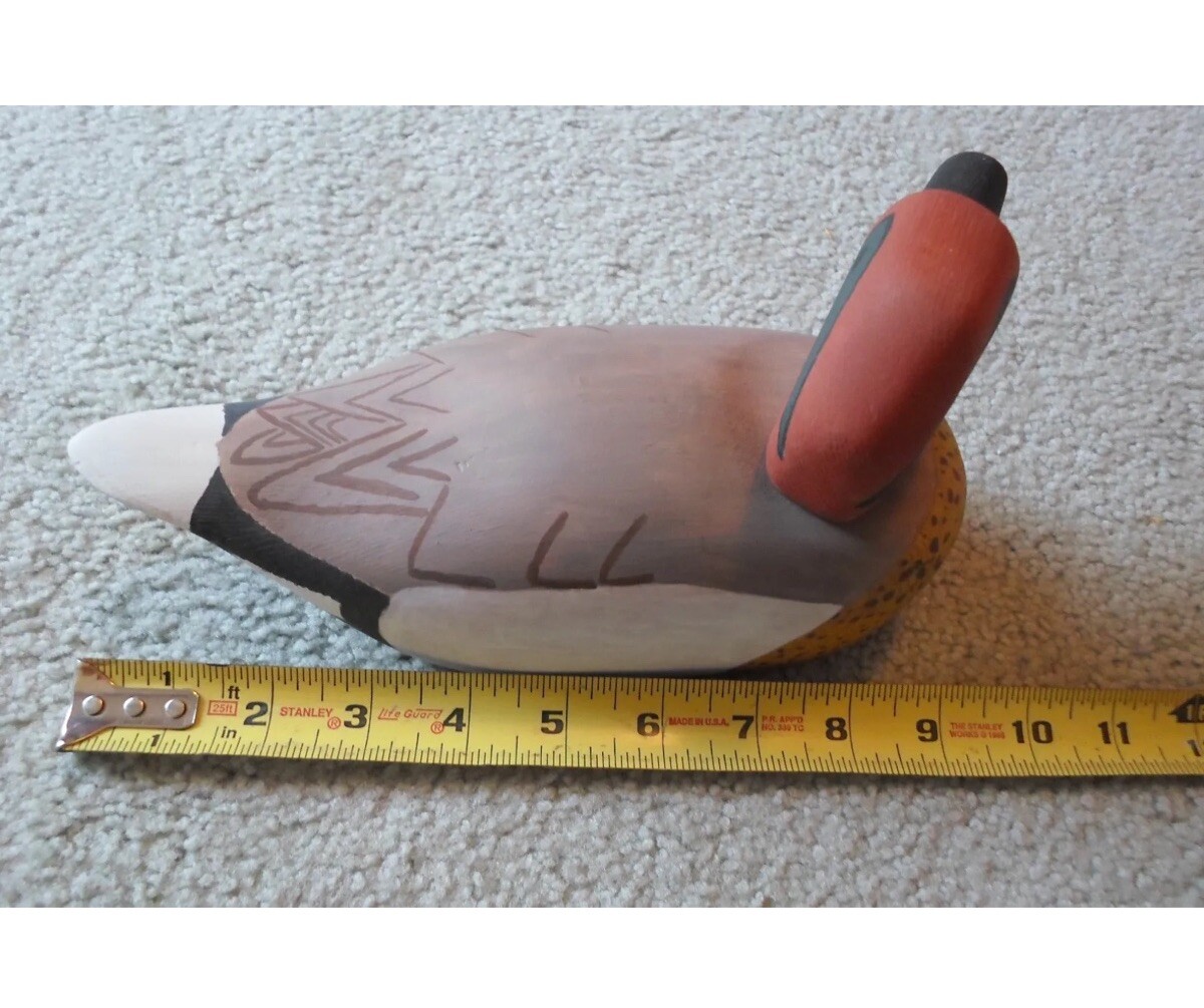 Unknown Maker ~ Vintage Hollow Carved Working Duck Drake Decoy @ 9.0″ ~ Unsigned