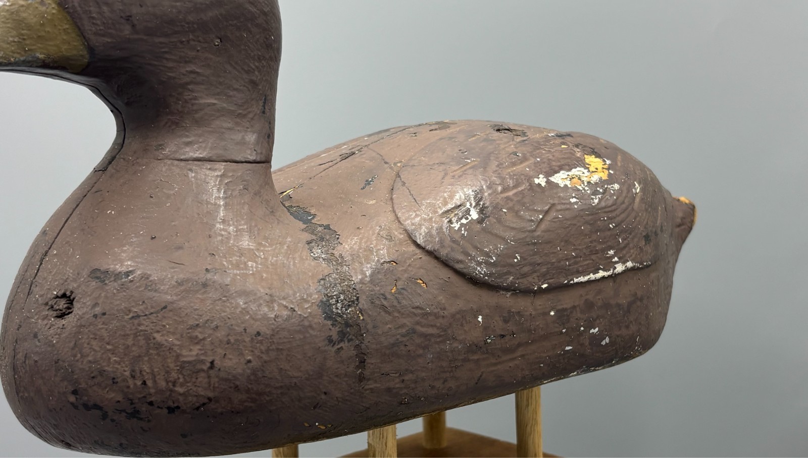 **UNUSUAL** QUEBEC VERTICAL SEAM BLACK DUCK ANTIQUE DECOY