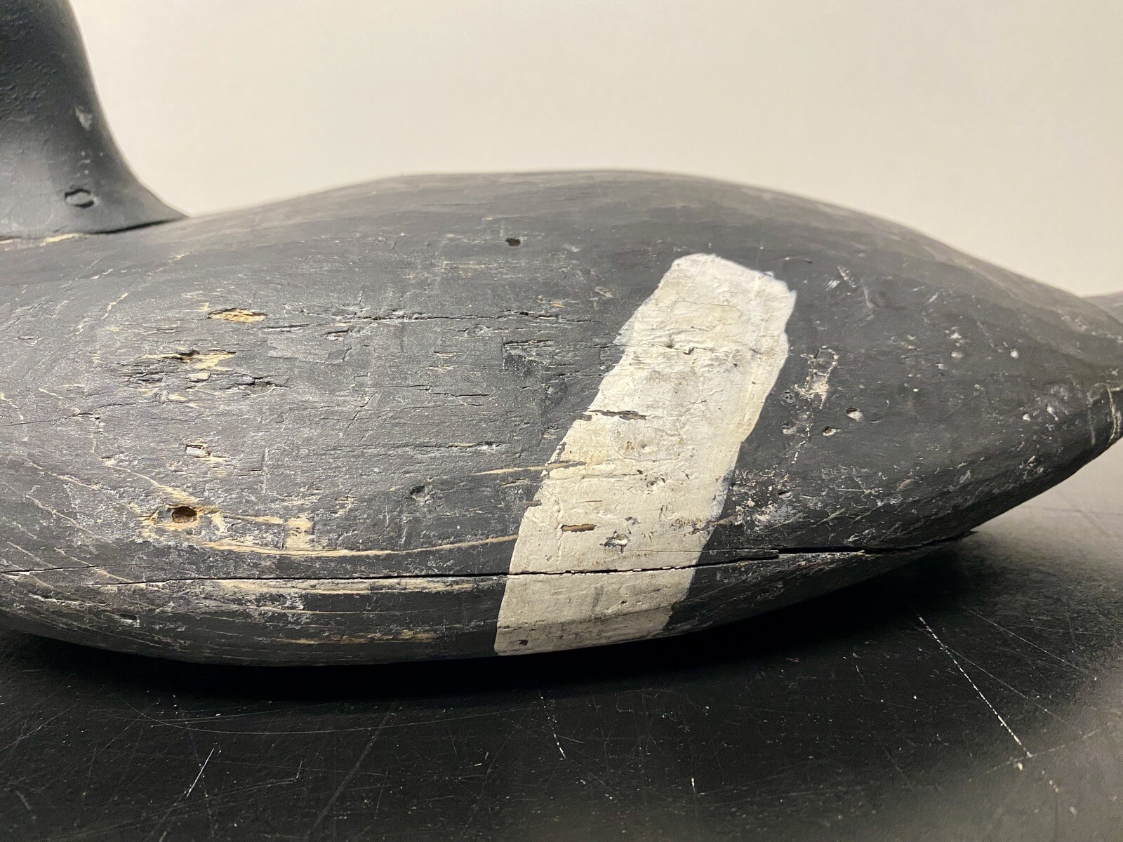 White-winged Scoter Duck Decoy, Vintage, Wood, Nailed in Head Set, Unsigned
