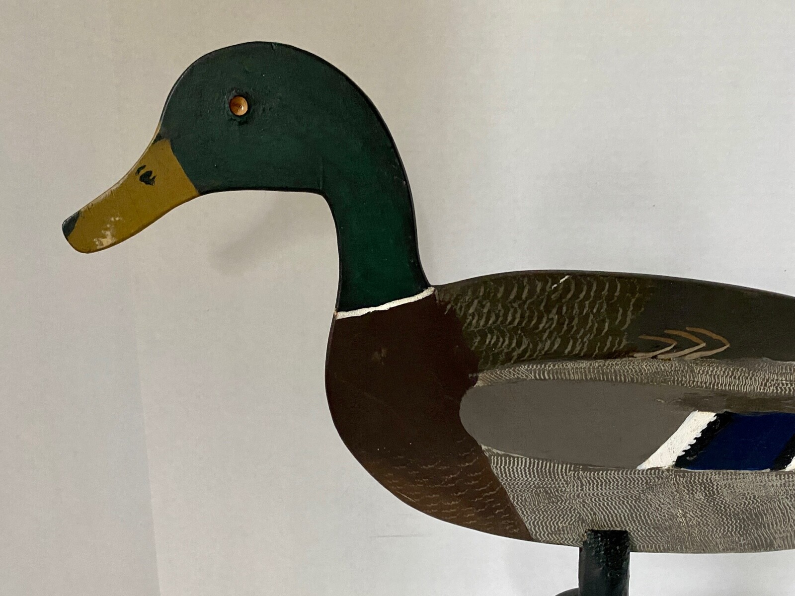 Vintage Folk Art Wood Decorative Mallard Duck Decoy, Hand Painted, Unsigned