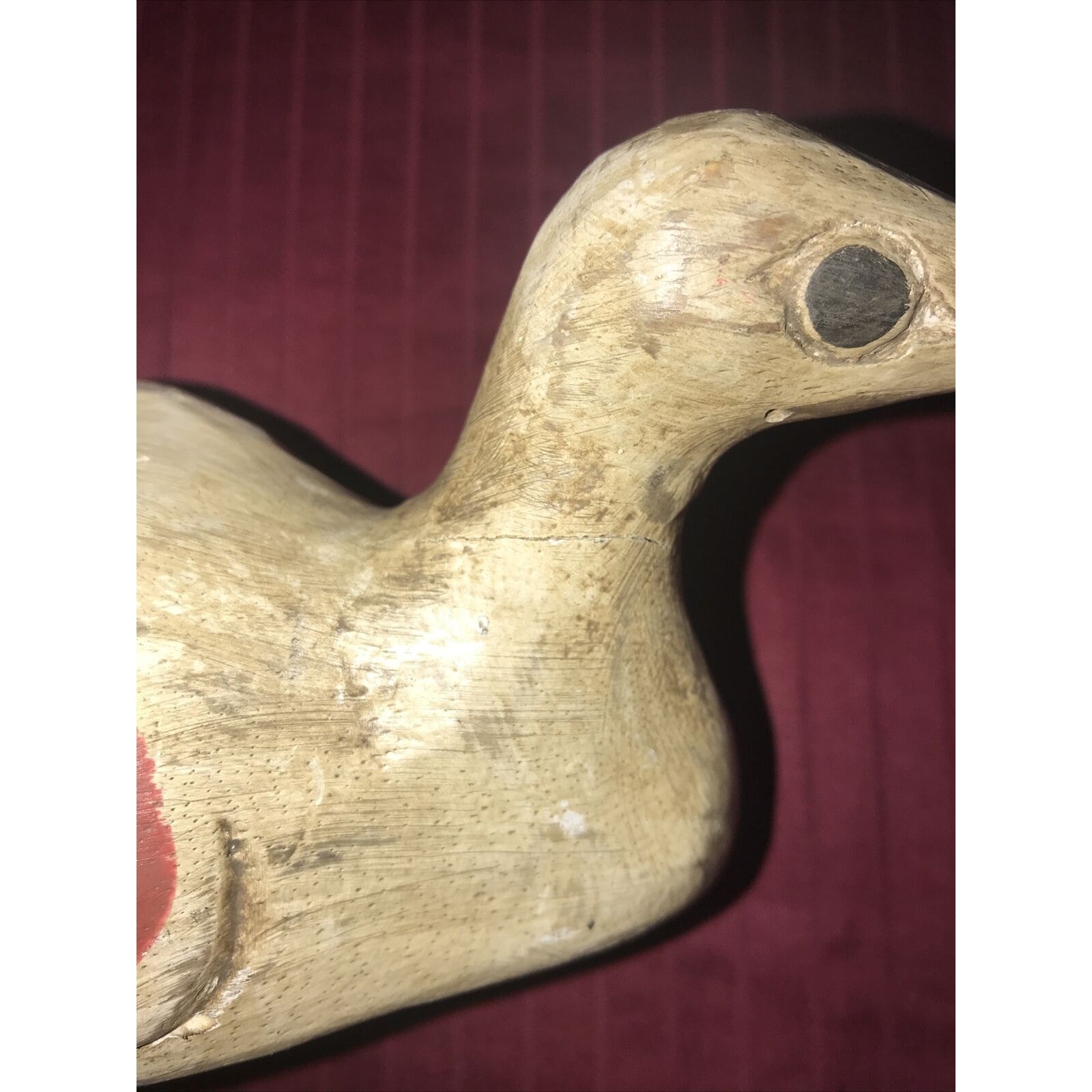 Vtg. Hand Made Folk Art Shorebird Curved Bill Bird Decoy Hand Painted