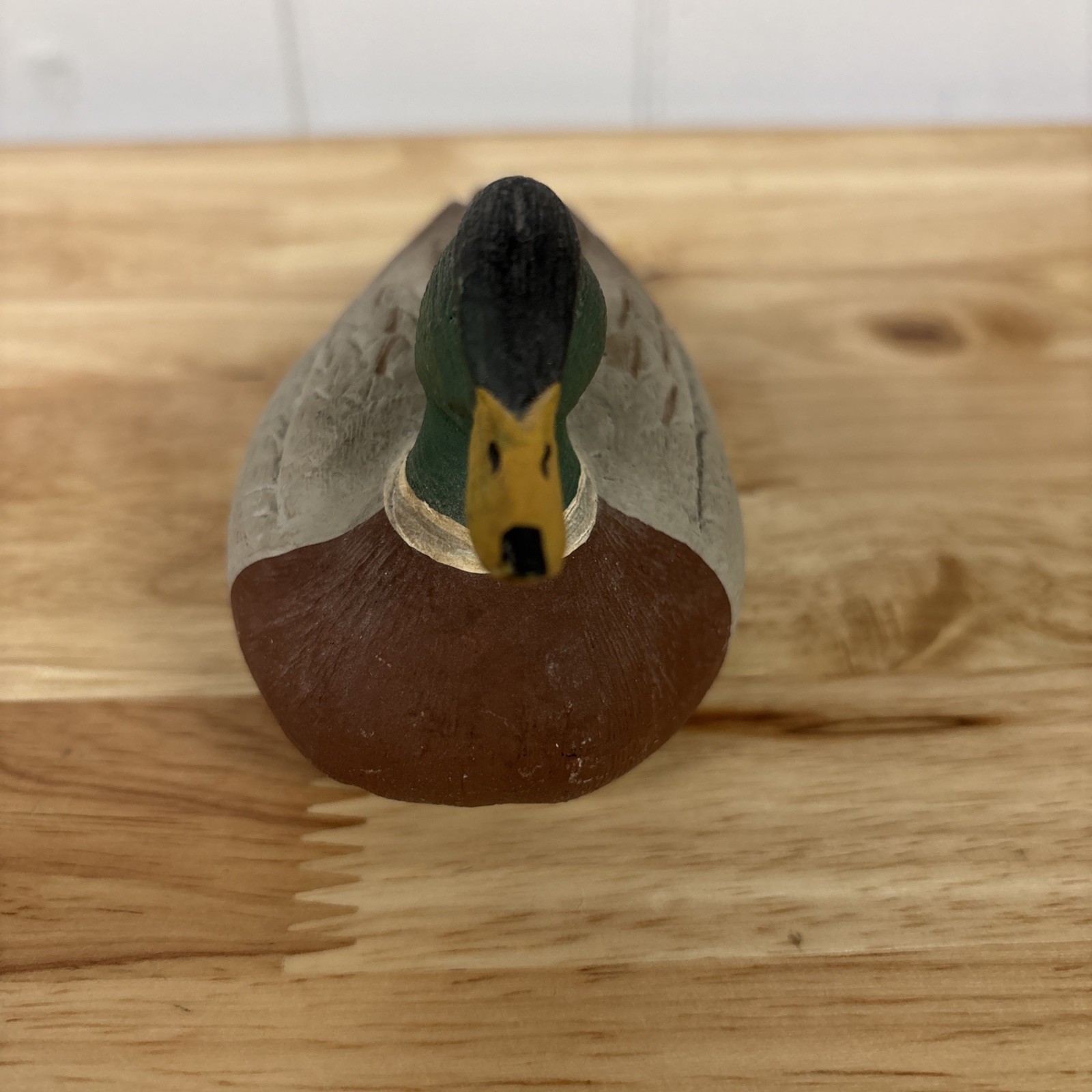 Vintage 1990 Polychromatic Wood Mallard Drake Duck Signed 5.5”