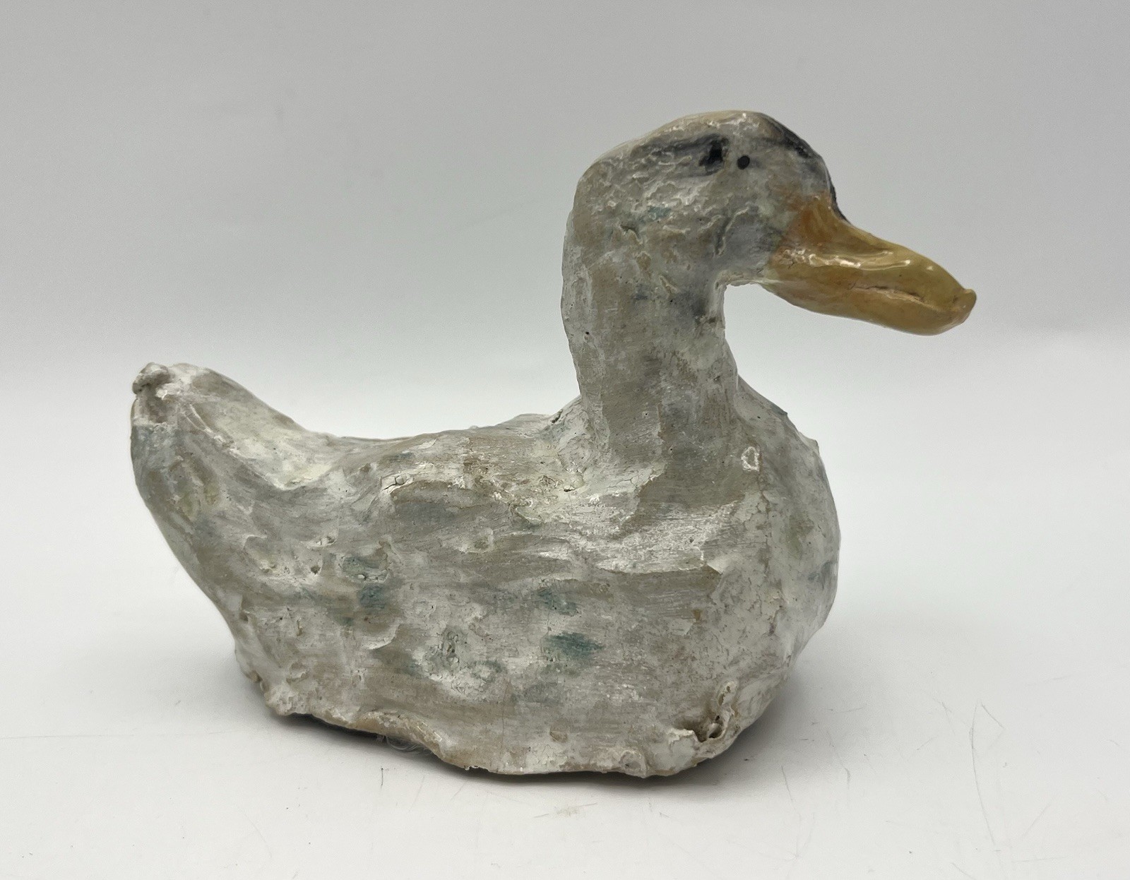 Primitive Carved Stone Duck Handmade 6”x 3.75” Bird Water Fowl