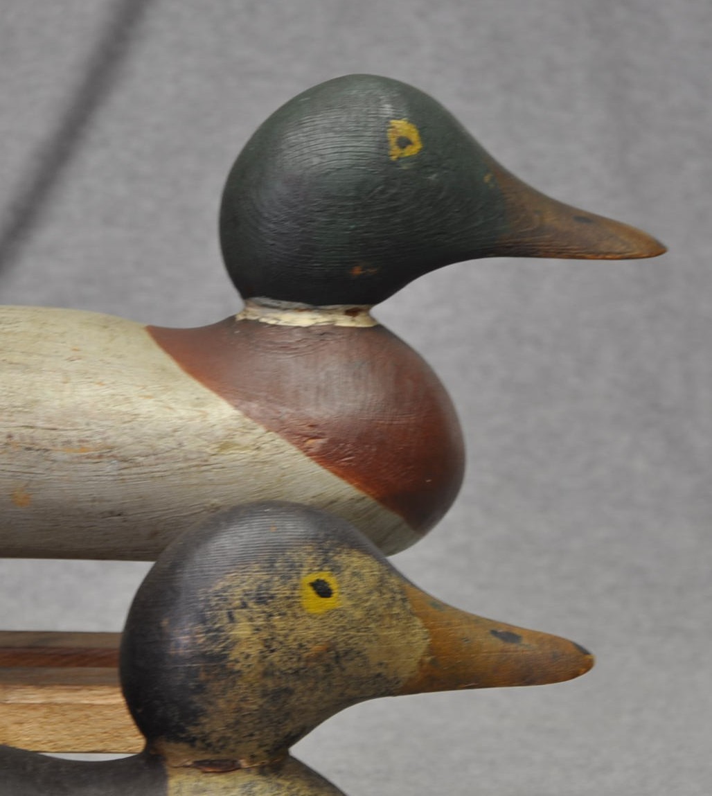 RARE EXCELLENT MASON PAINTED EYE MALLARD DUCK DECOYS ORIG PAINT/ NECK FILLER