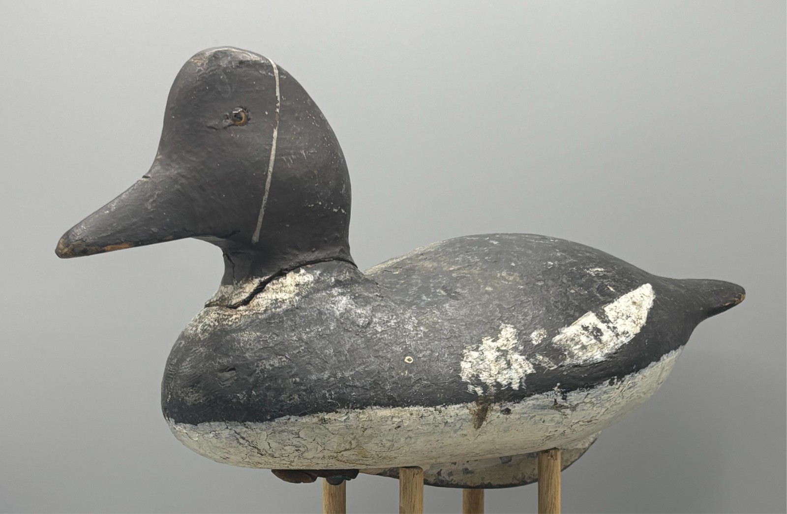 EARLY LAKE CHAMPLAIN (?)* GODENEYE HEN VINTAGE DUCK DECOY *KEEL-LIKE BALLAST*