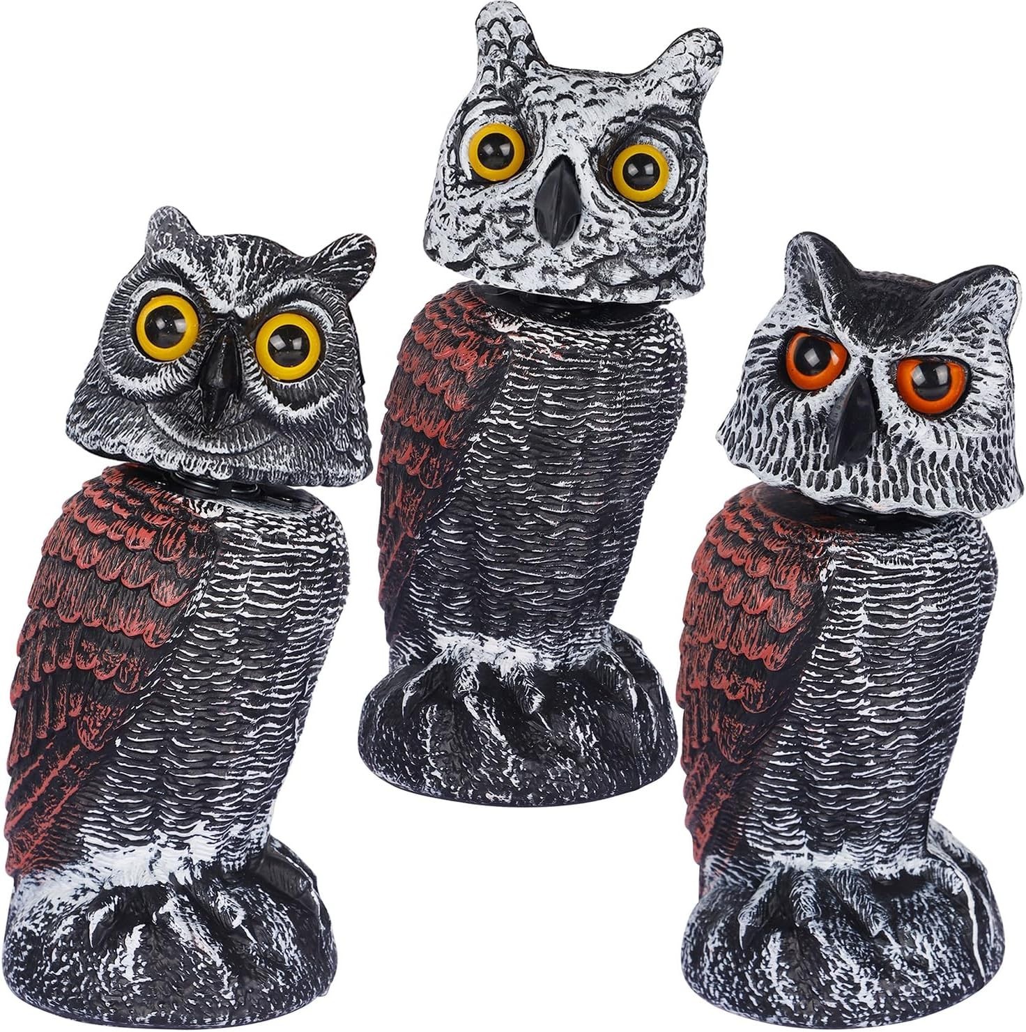 Versatile 3-Pack of Horned Owl Decoys – Elegant Bird Deterrents for Outdoor Use