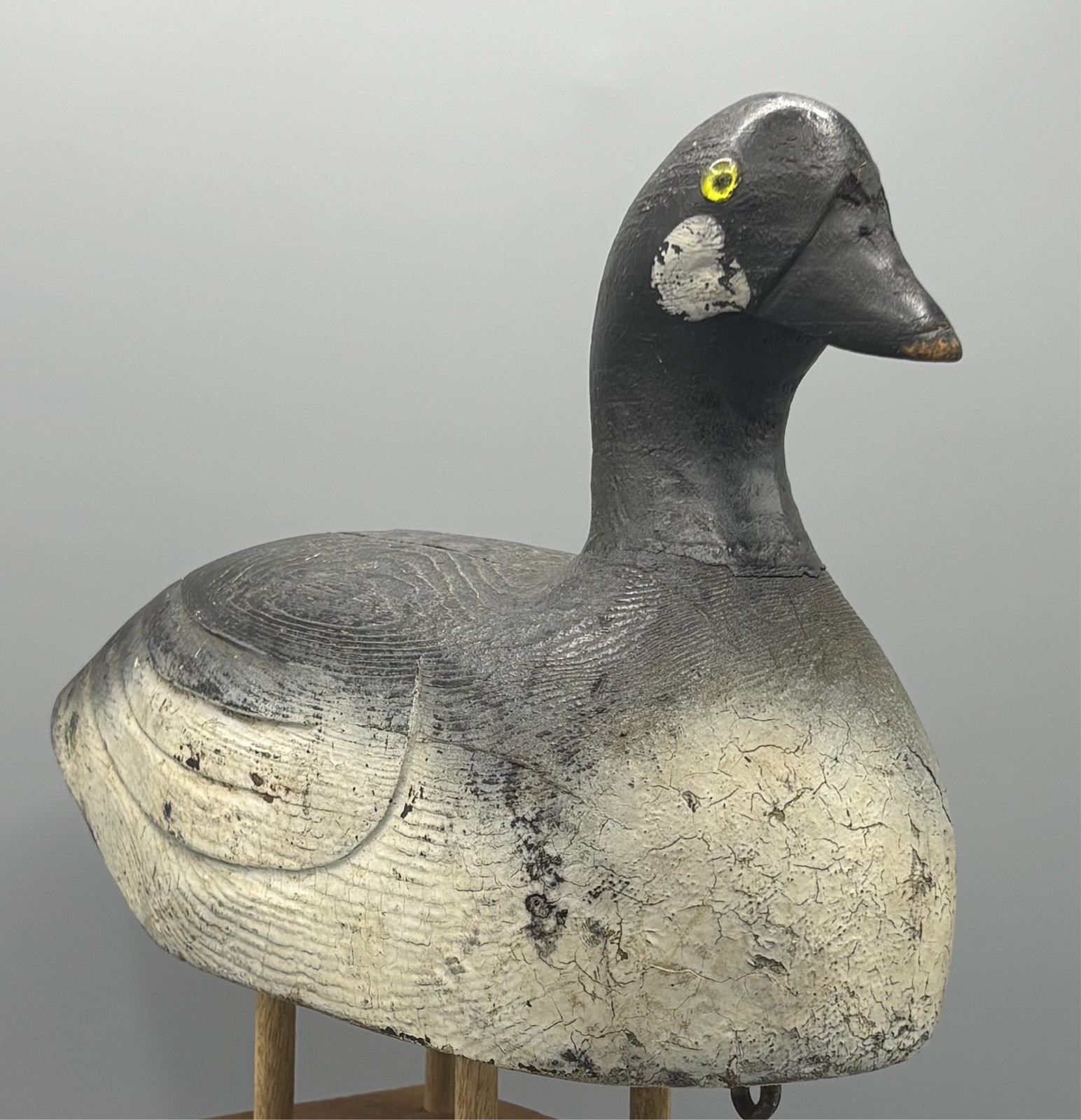 ***UNUSUAL*** QUEBEC HIGH PROFILE GOLDENEYE DRAKE ANTIQUE WOODEN DUCK DECOY