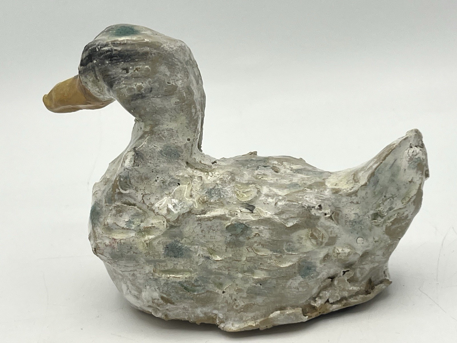 Primitive Carved Stone Duck Handmade 6”x 3.75” Bird Water Fowl