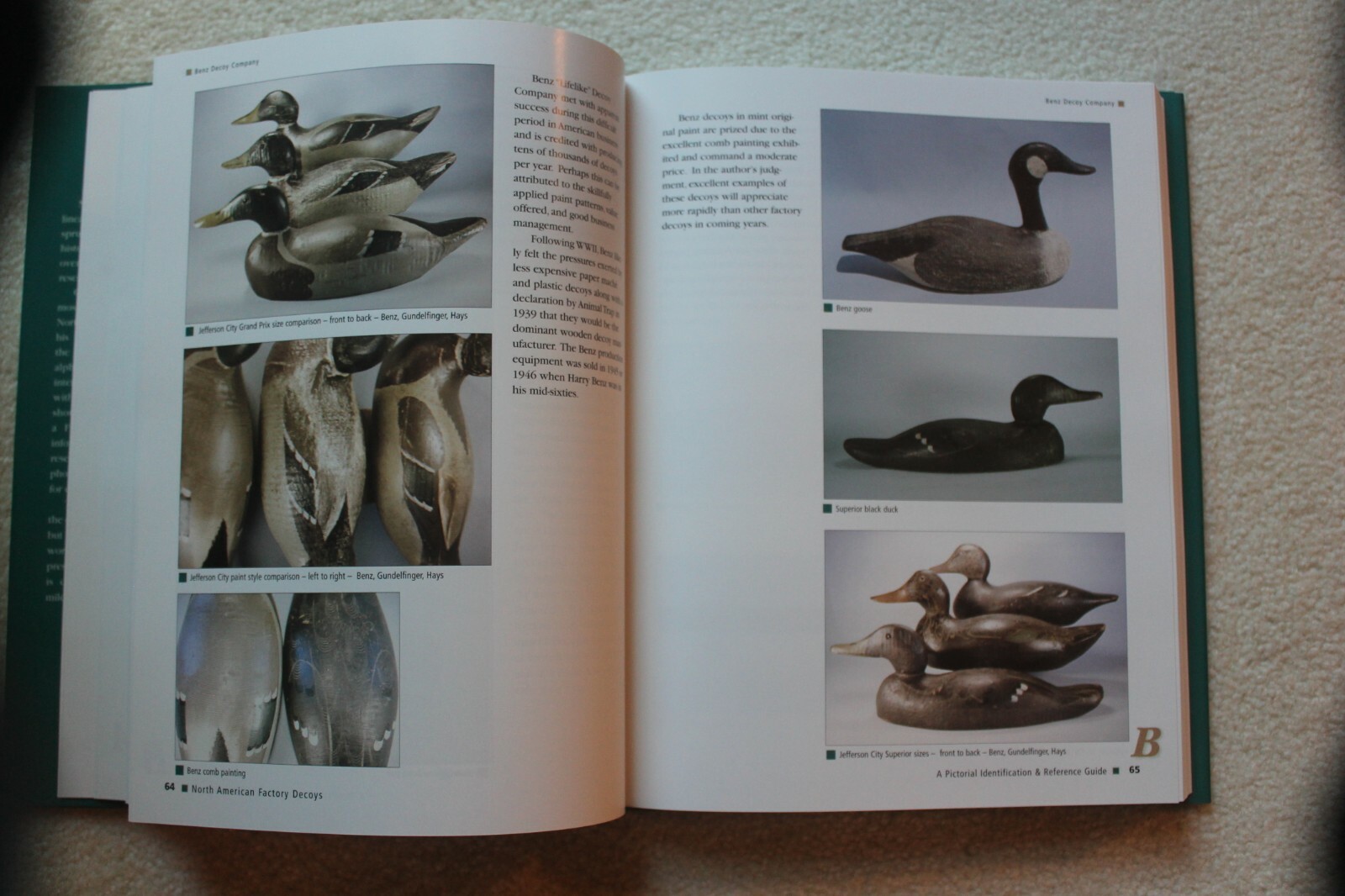 Hardback factory duck and shorebird decoy pictorial identification book