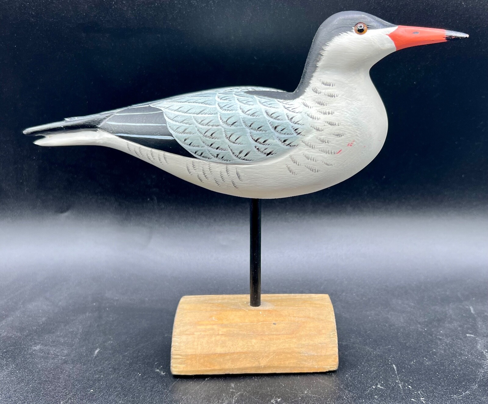 Large Hand Carved/Painted Shorebird Laughing Gull Unsigned