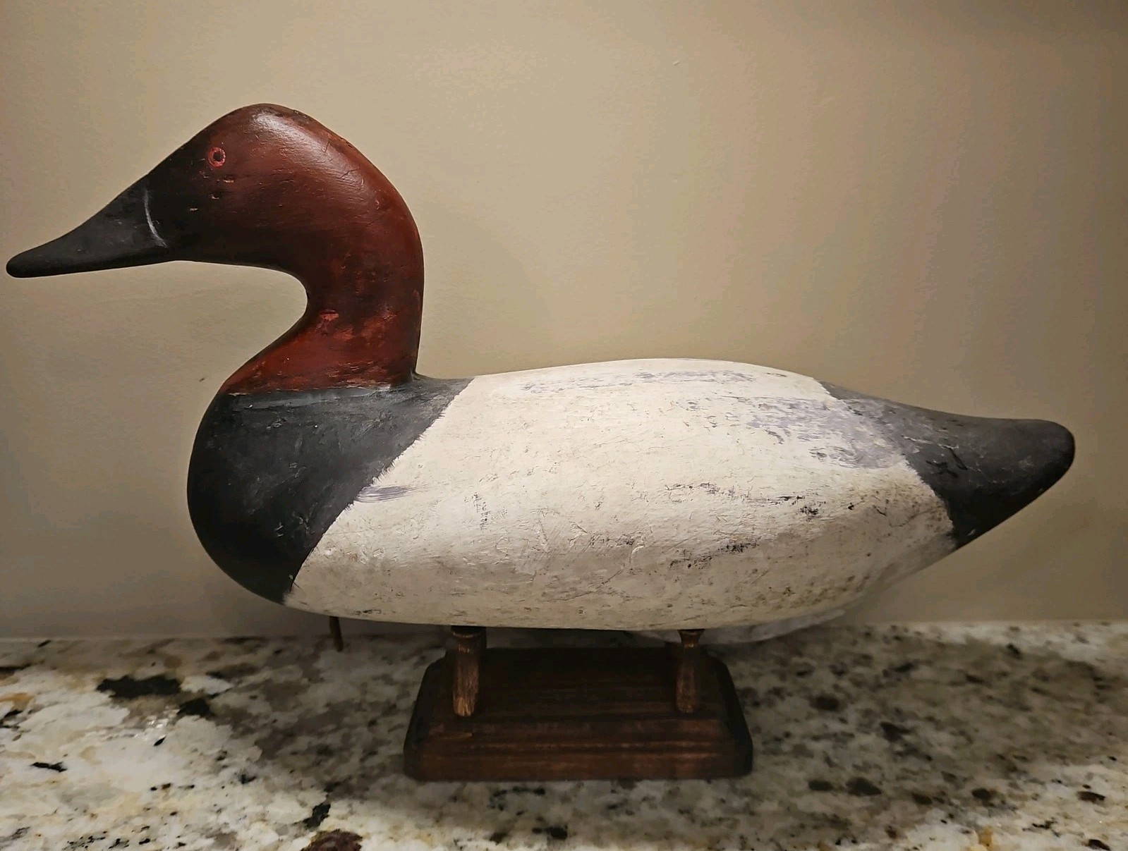 VINTAGE RETIRED CANVASBACK DUCK DECOY, Solid Wood, stand not included