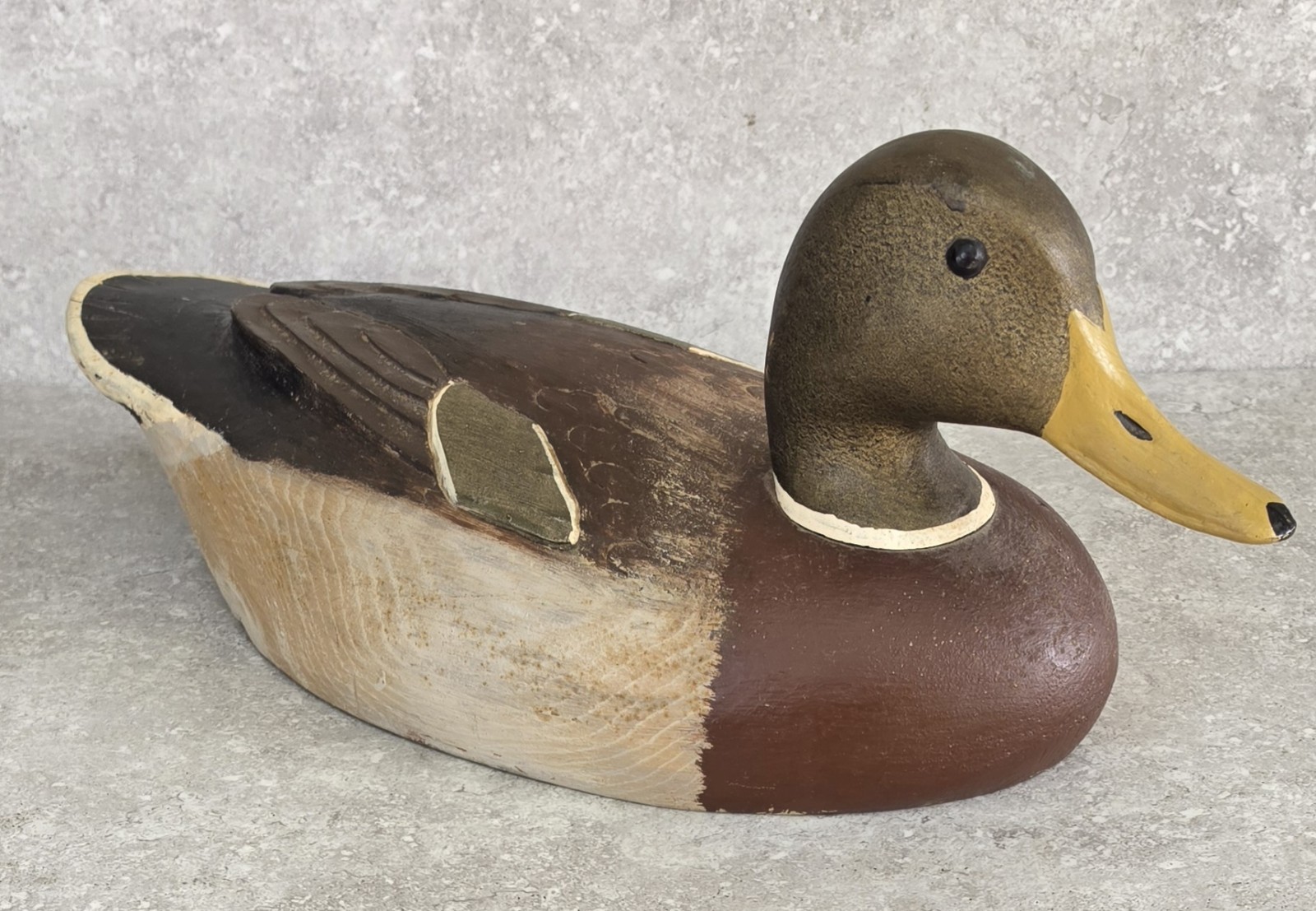 Vtg Rustic Mastercarver Handcarved Male Drake Mallard Duck Decoy Primitive Lodge