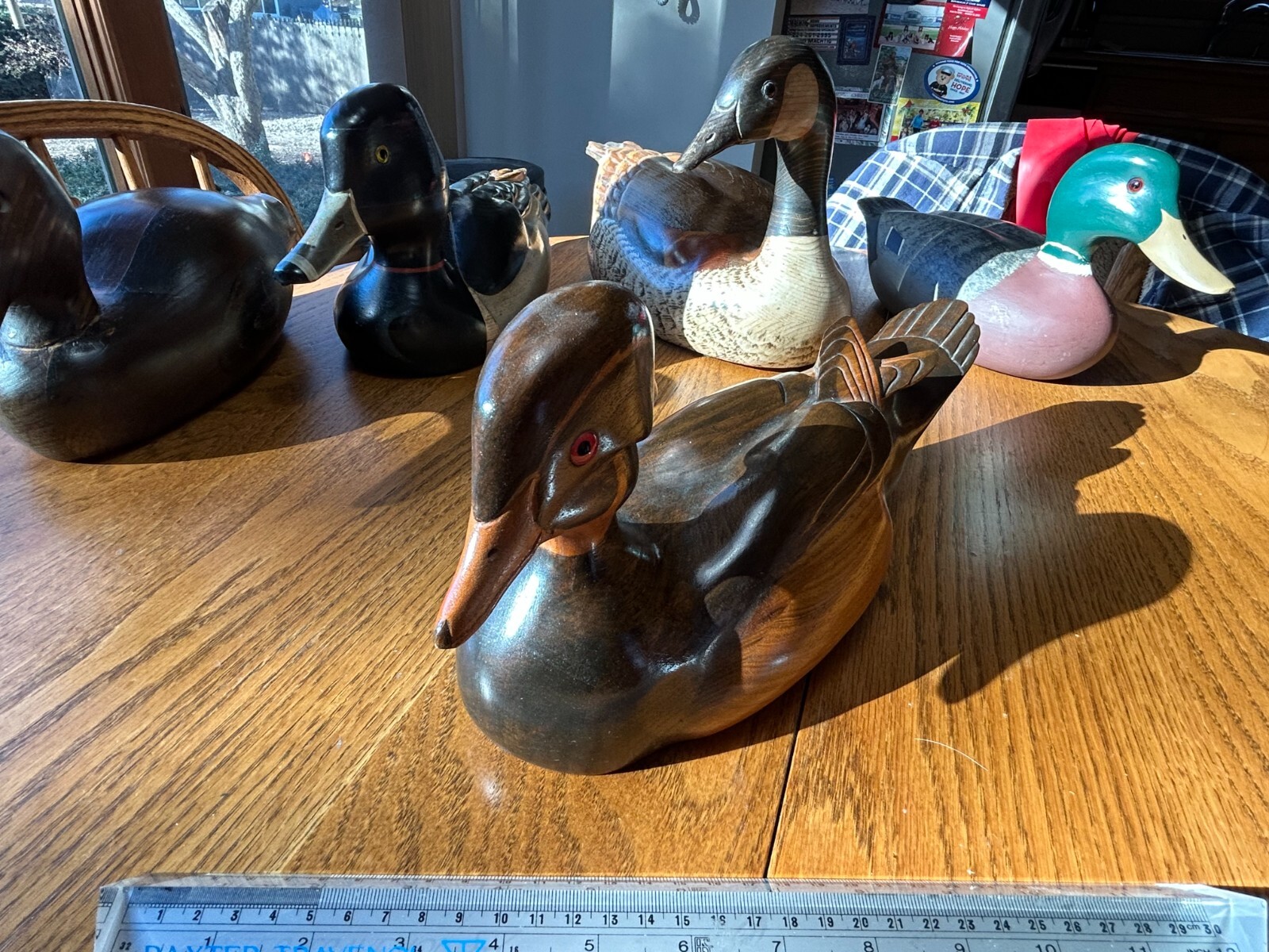 Excellent Condition Audrey Eiler Wood Wooden Duck Decoy Folk Art Glass Eyes