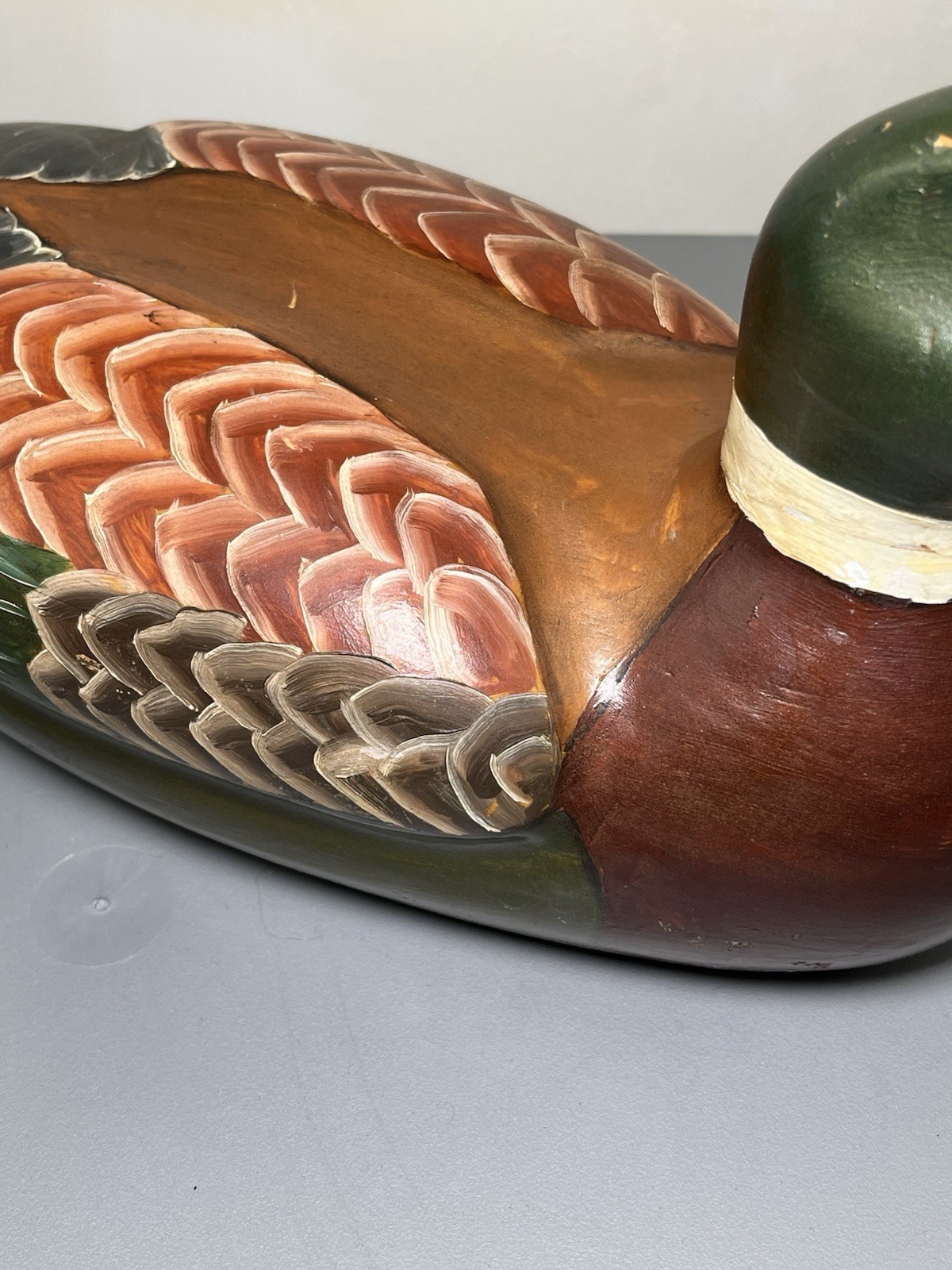 Vtg Duck Decoy-Hand Carved wood & Hand Painted Folk Art 14” Emporium Of Maine