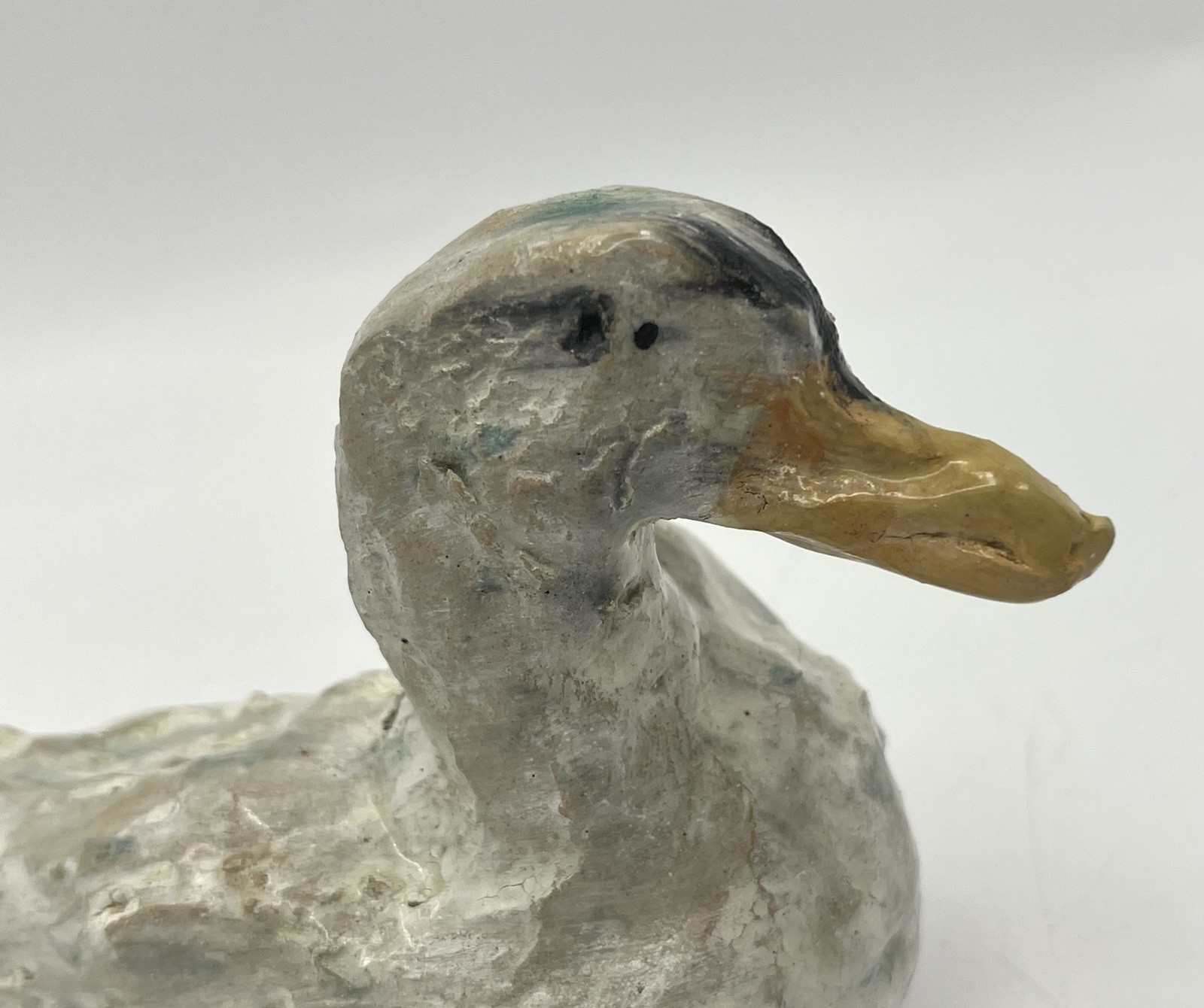 Primitive Carved Stone Duck Handmade 6”x 3.75” Bird Water Fowl