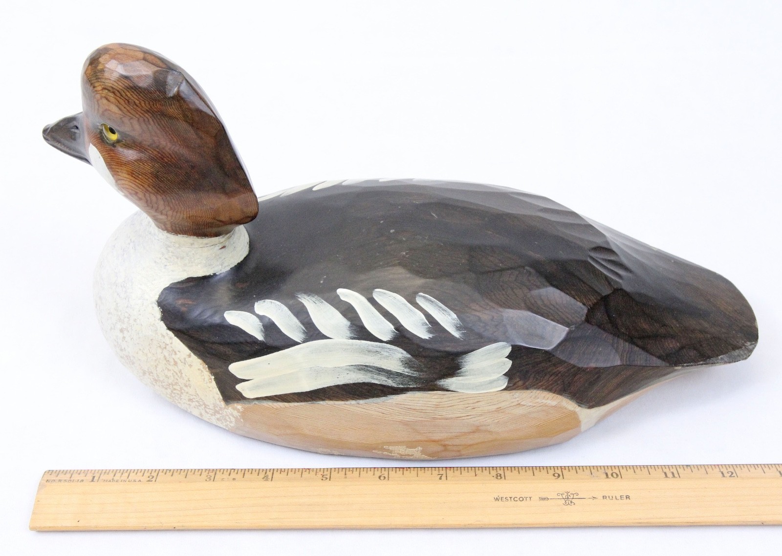 Percy Gerald Bicknell 13” Vintage 1992 Carved Wood Goldeneye Duck Decoy Canada