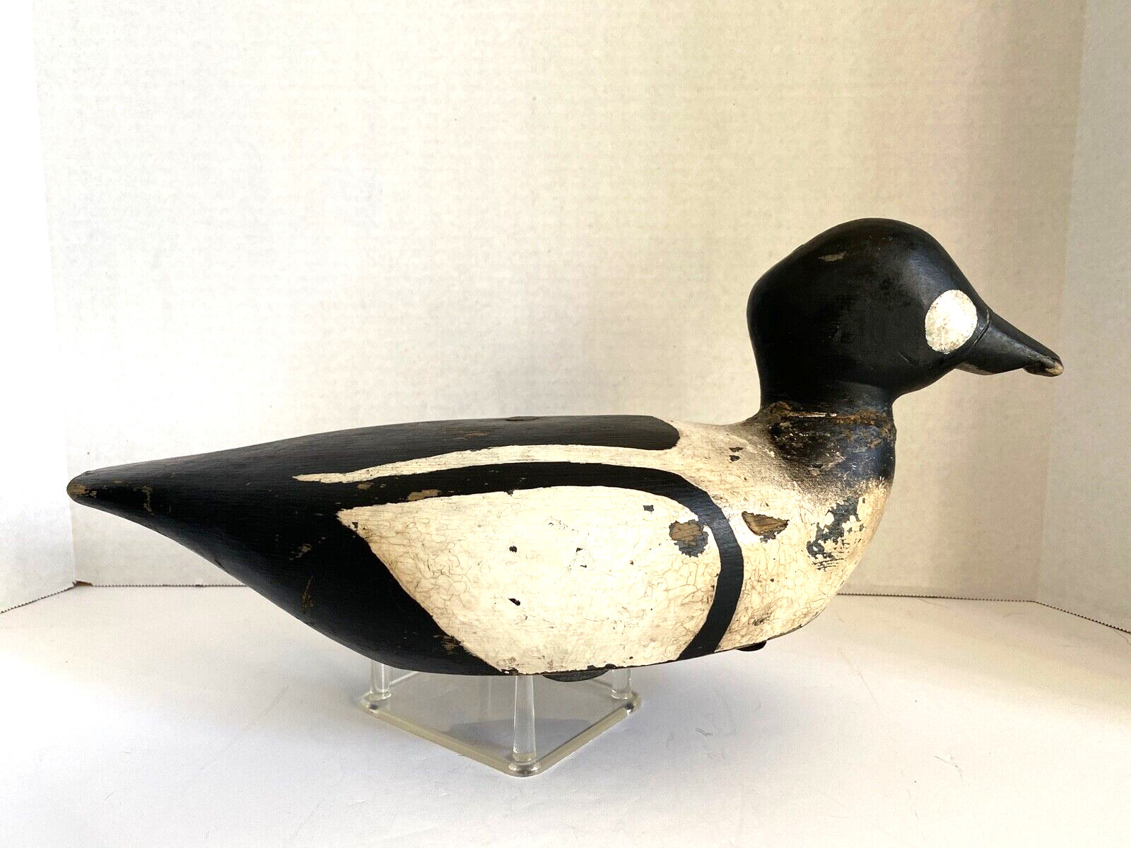 Carved Goldeneye Duck Decoy, Possibly Early Whitney, Unsigned, Weighted Keel.