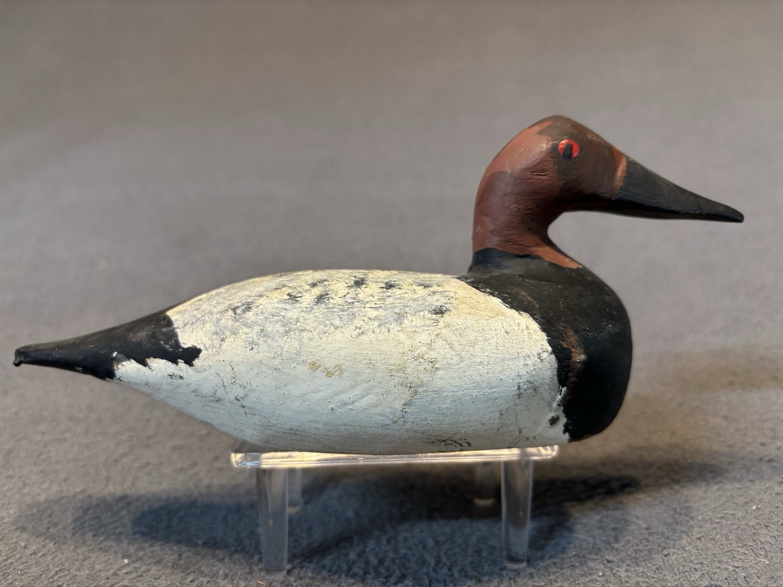 Vintage Phil Kemp Wooden Miniature Carved Kent Island Decoy Canvasback Ca. 1960s