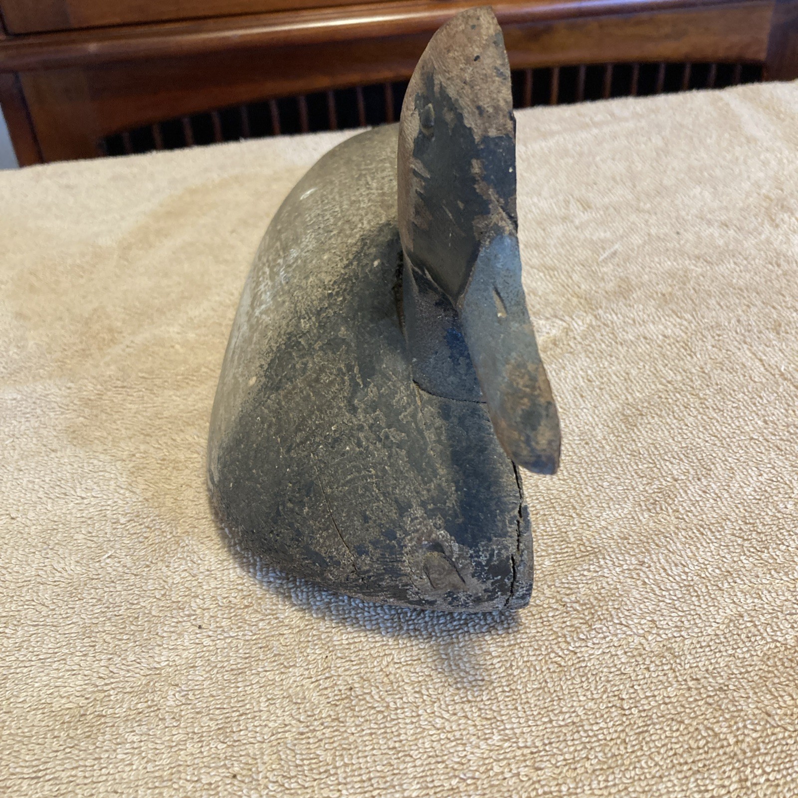 Vintage Folk Art Wooden Hand-Carved Duck Decoy – Cut In Half For Home Display