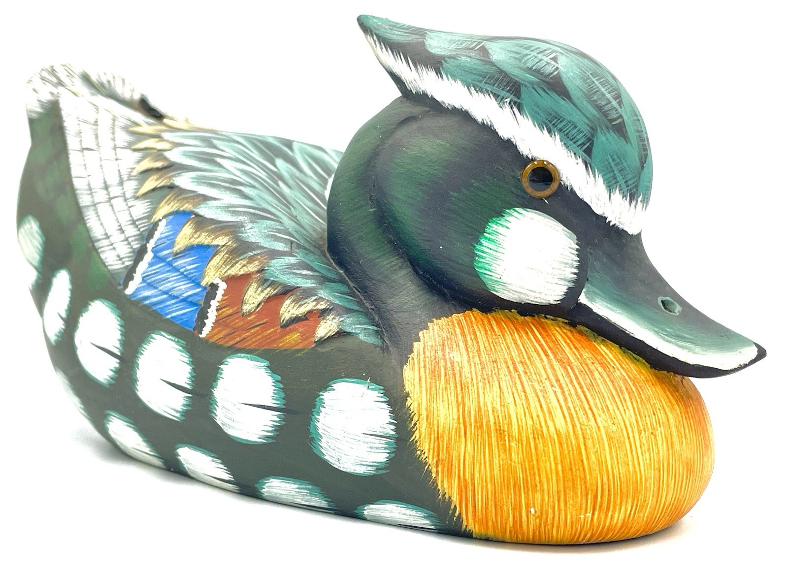 Vintage Duck Drake Decoy Wooden 8″ Handpainted Made In Peoples Republic Of China