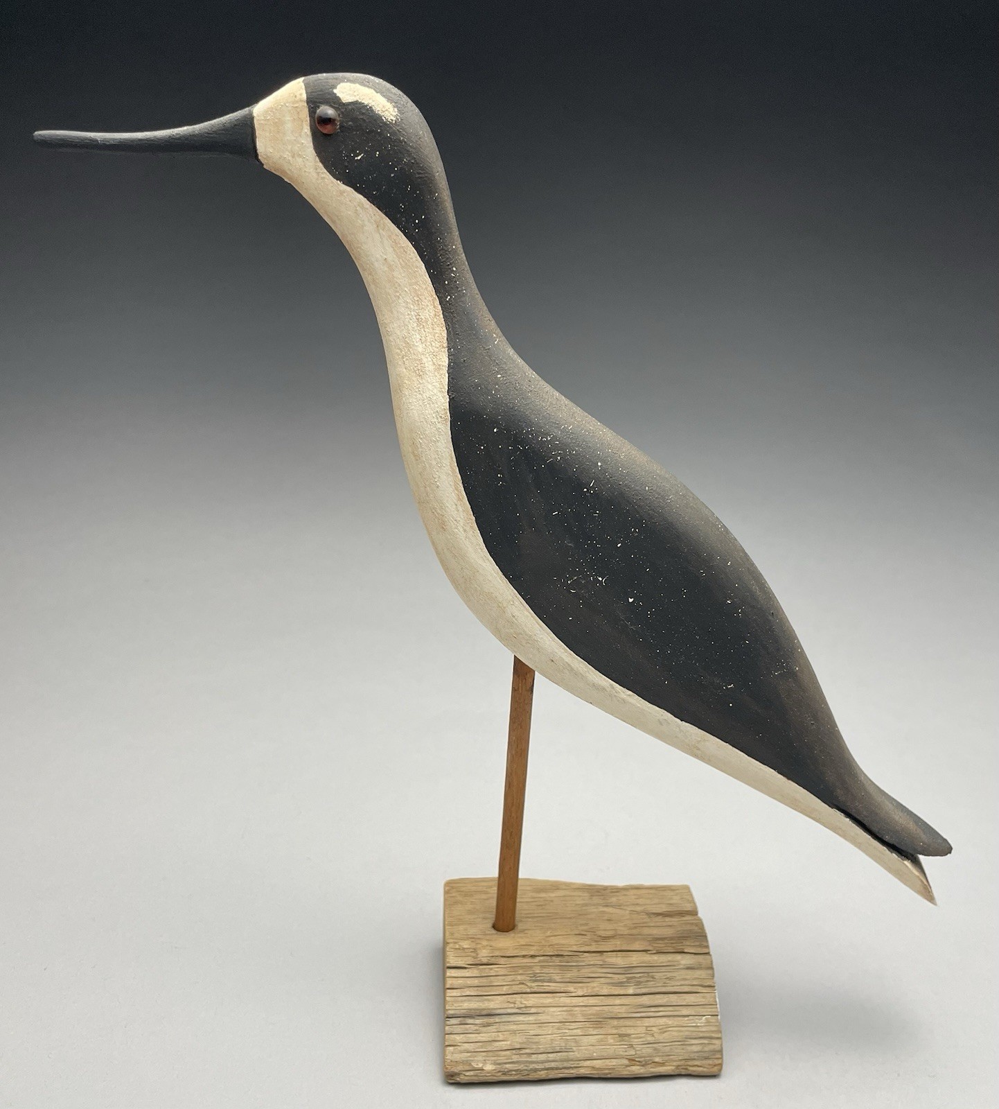 Black Neck Stilt Carved Wood Shorebird Decoy Figurine